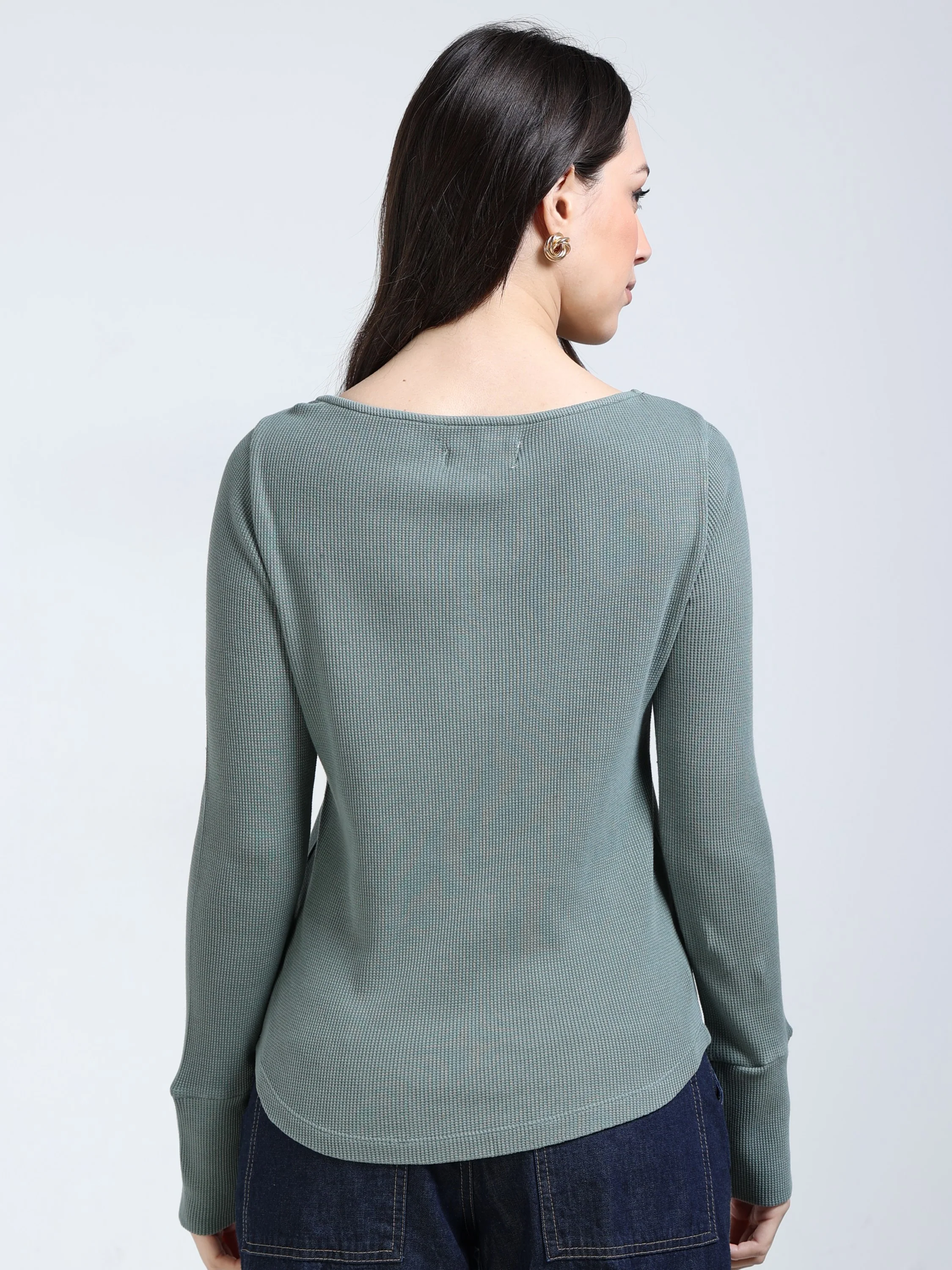 Women Green Washed Work Top - Image 4