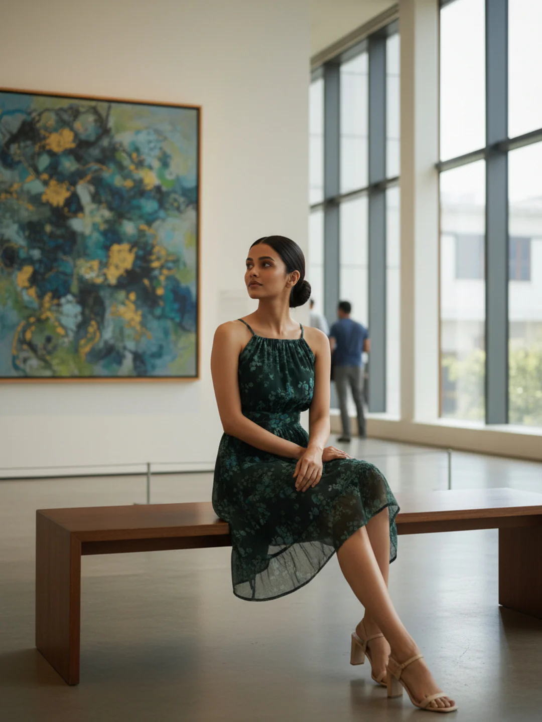 Women Floral Chiffon Tie-Up Midi Dress - Image 8