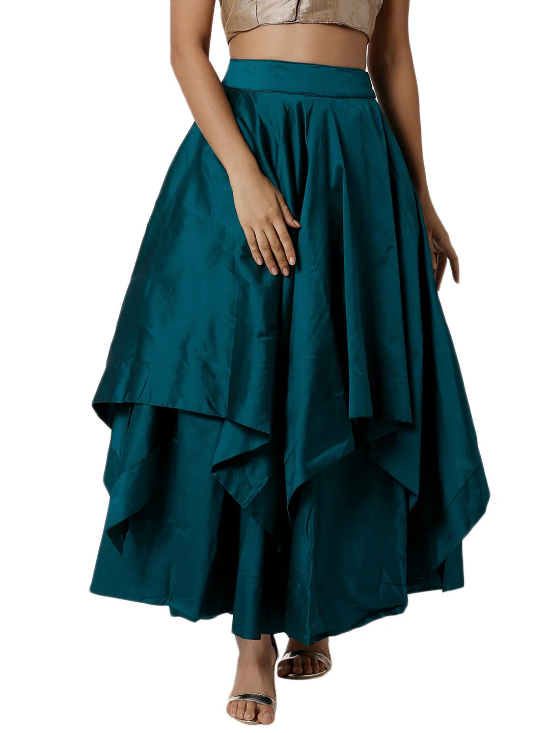 Women Green Festive Skirt - Image 2