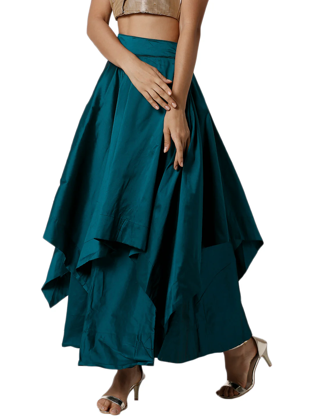 Women Green Festive Skirt - Image 3