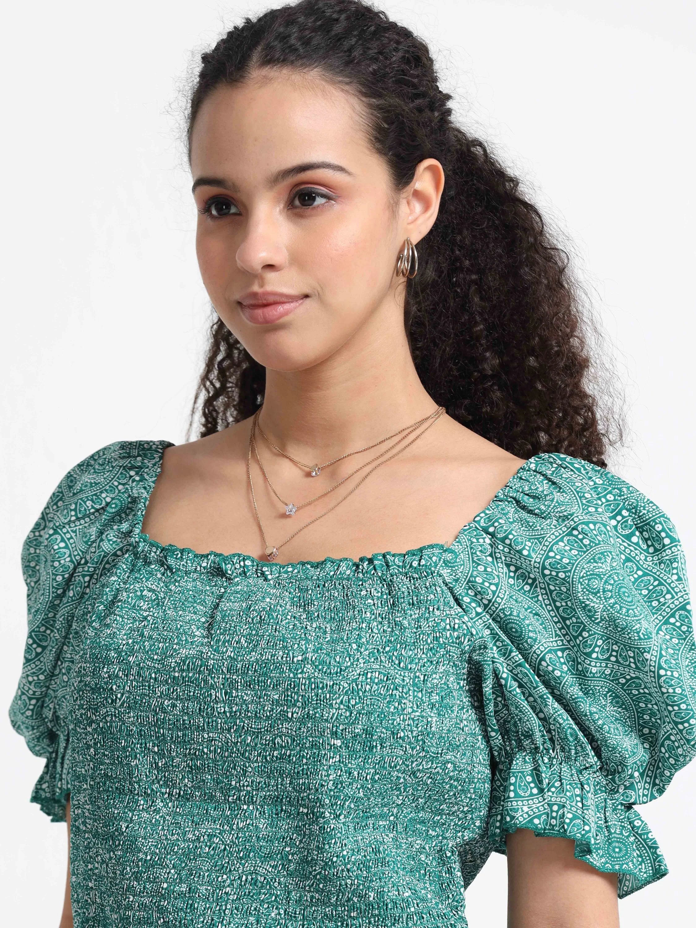 Women Square Neck Puff Sleeve Top - Image 5