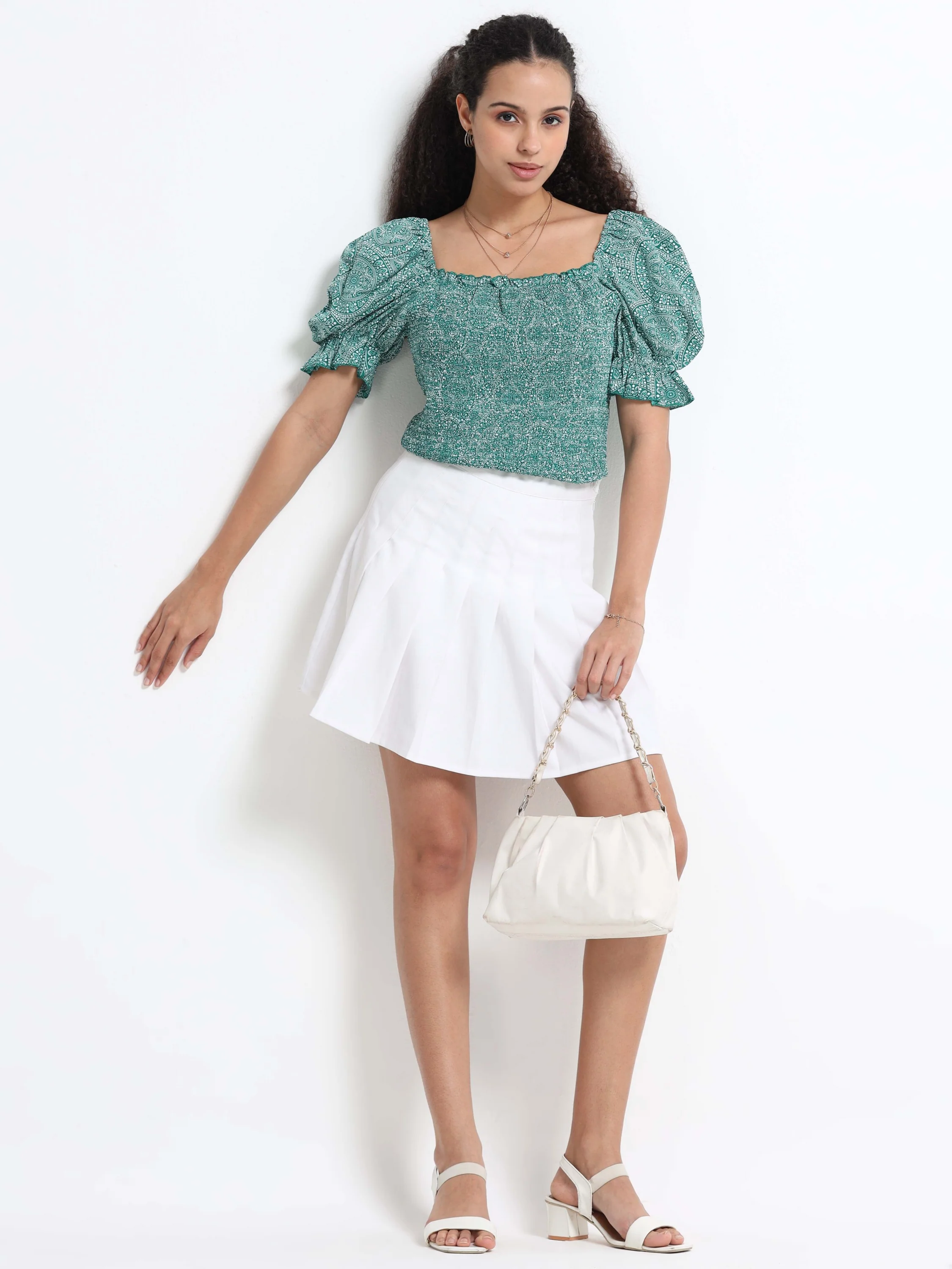 Women Square Neck Puff Sleeve Top - Image 7