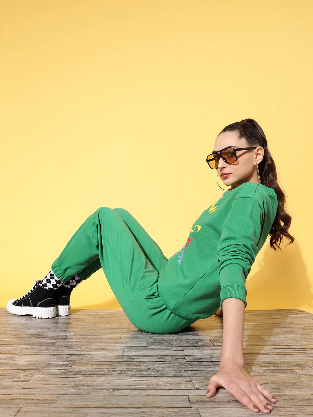 Women Green Fleece BUSH Sweatshirt With Joggers - Image 2