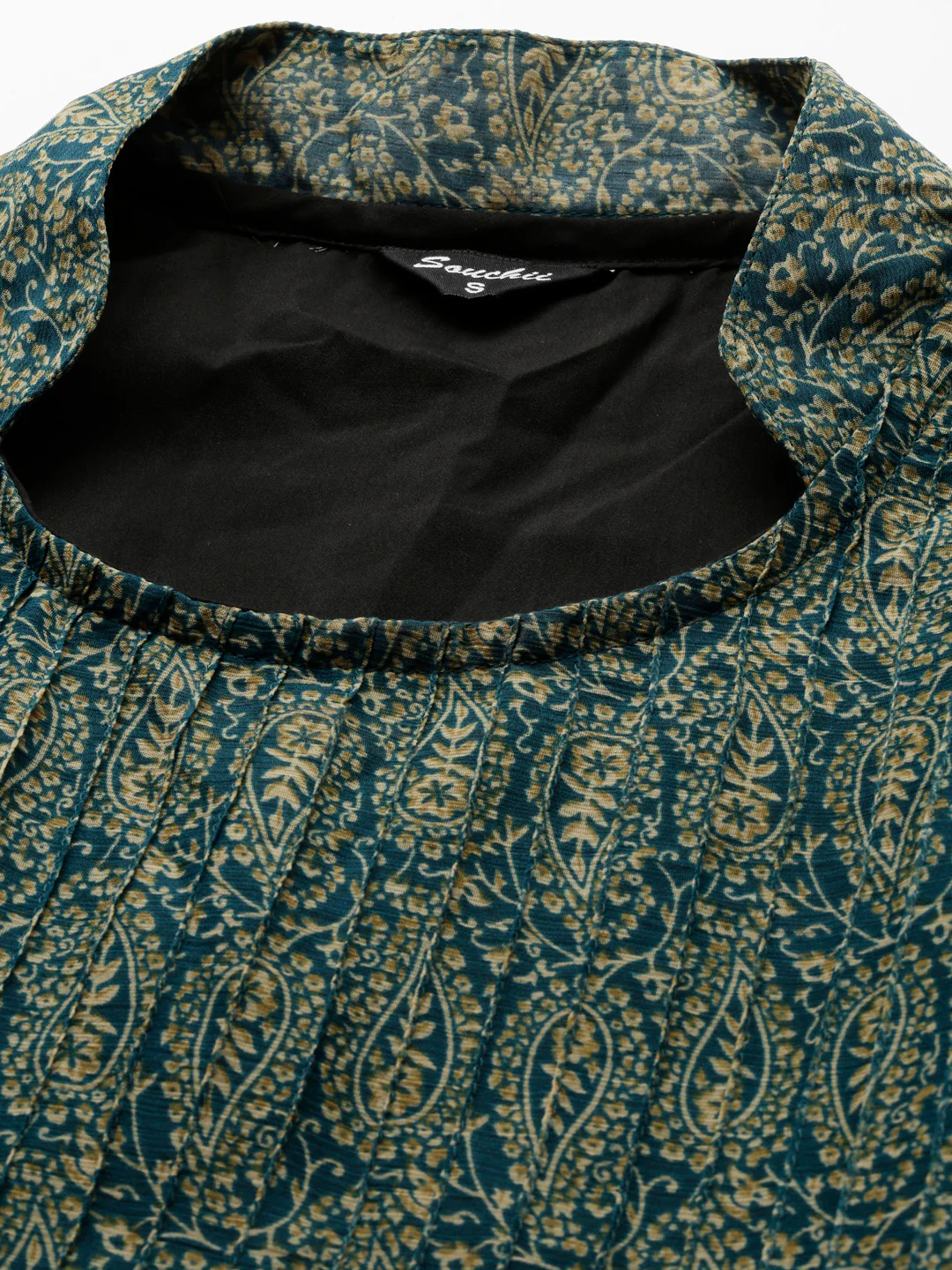 Women Green Floral Chiffon Dress - Image 2