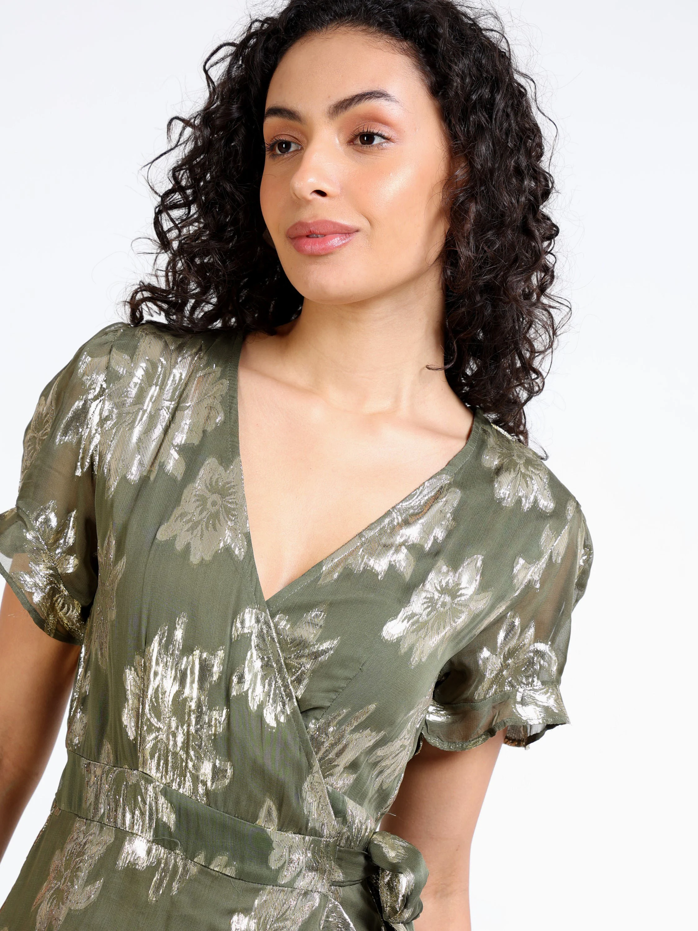 Women Green Printed Party Dress - Image 4