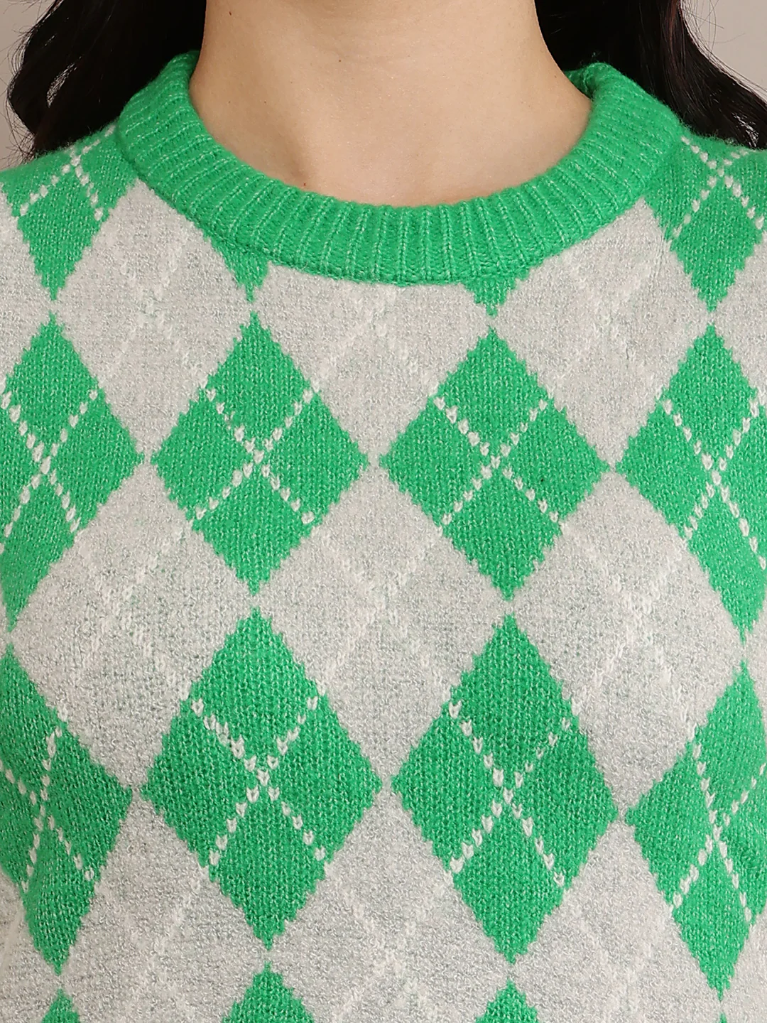 Women Green Full Sleeve Sweater - Image 5