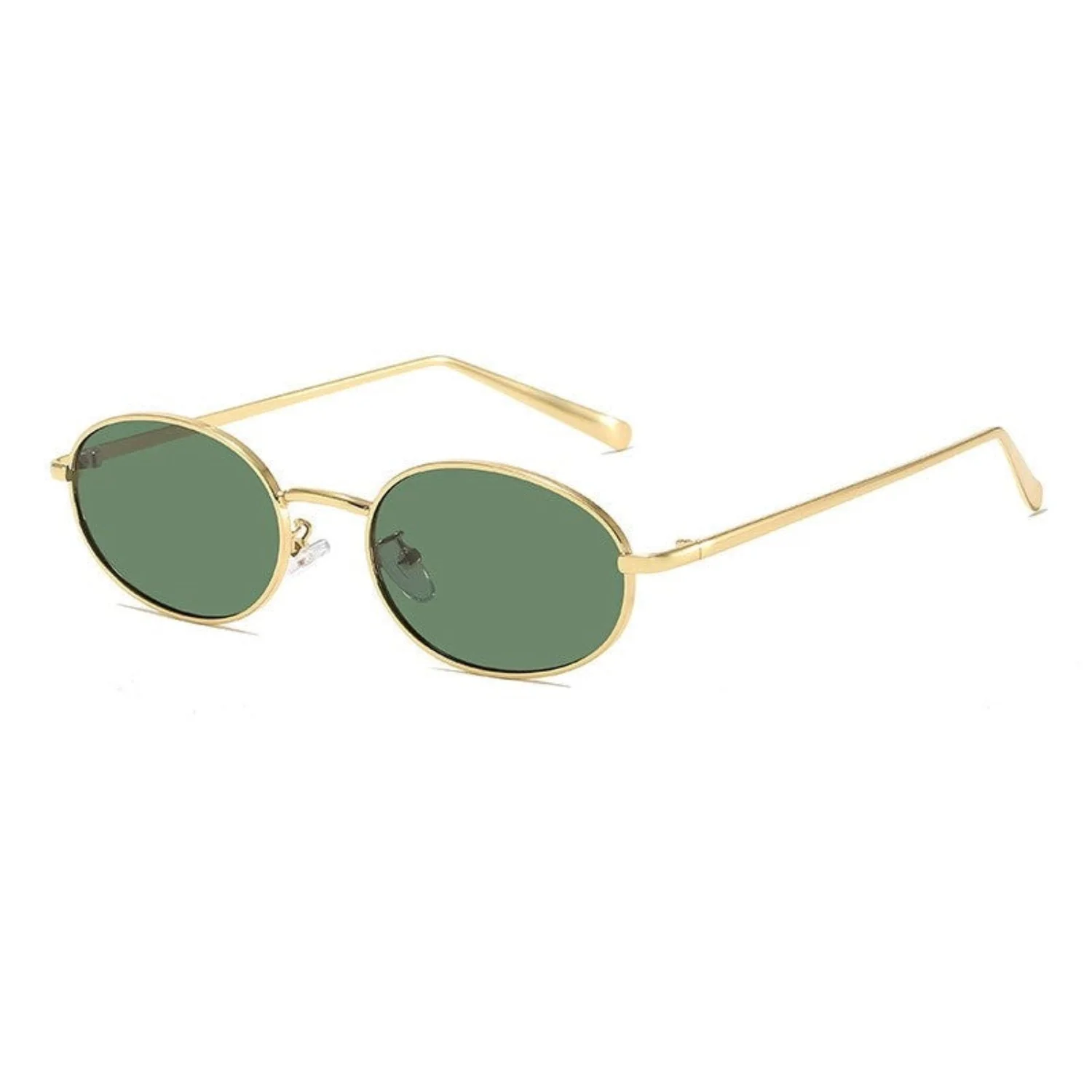 Women Green Gold Round Sunglasses - Image 3