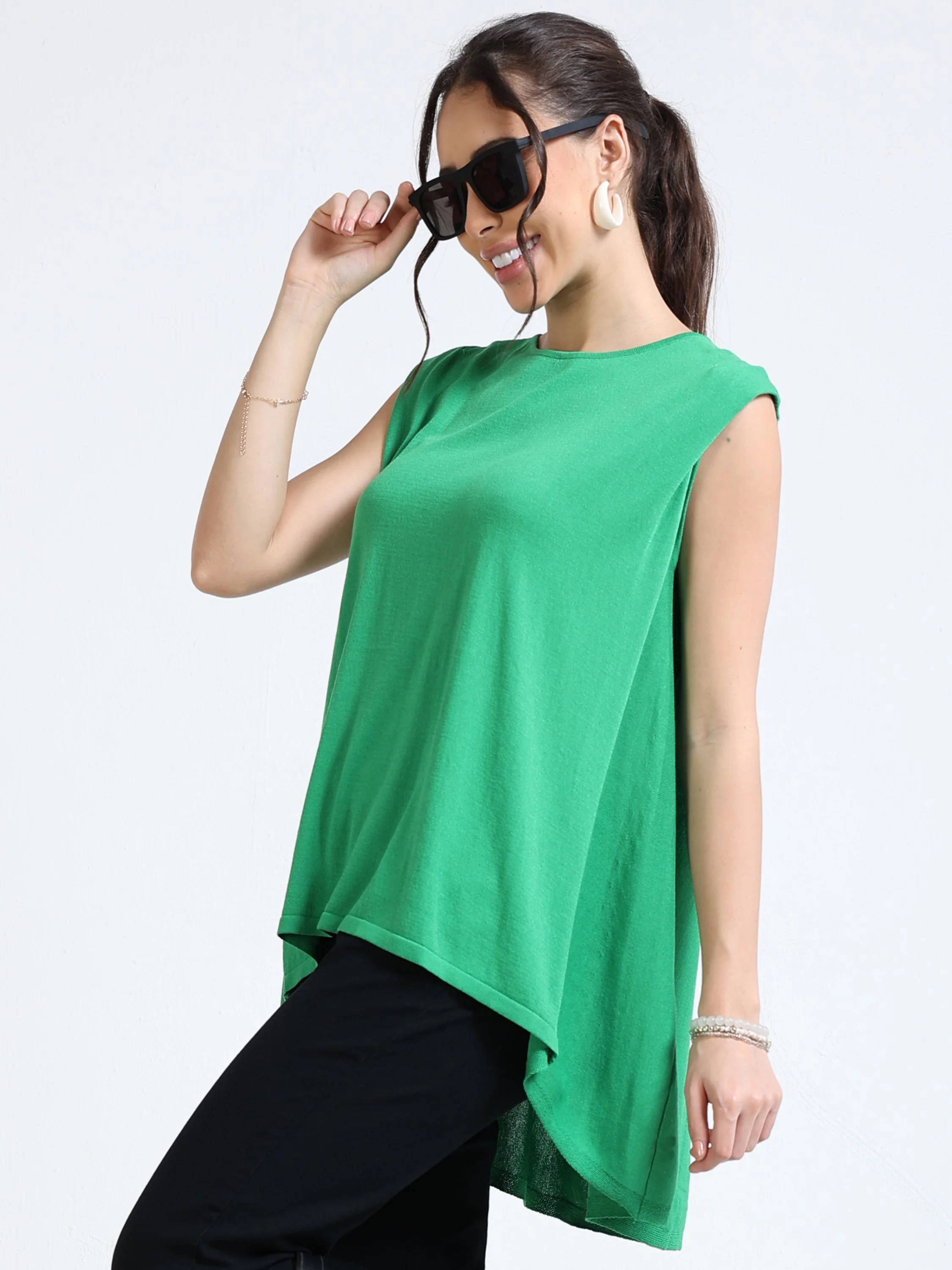 Women Green High Low Top - Image 6