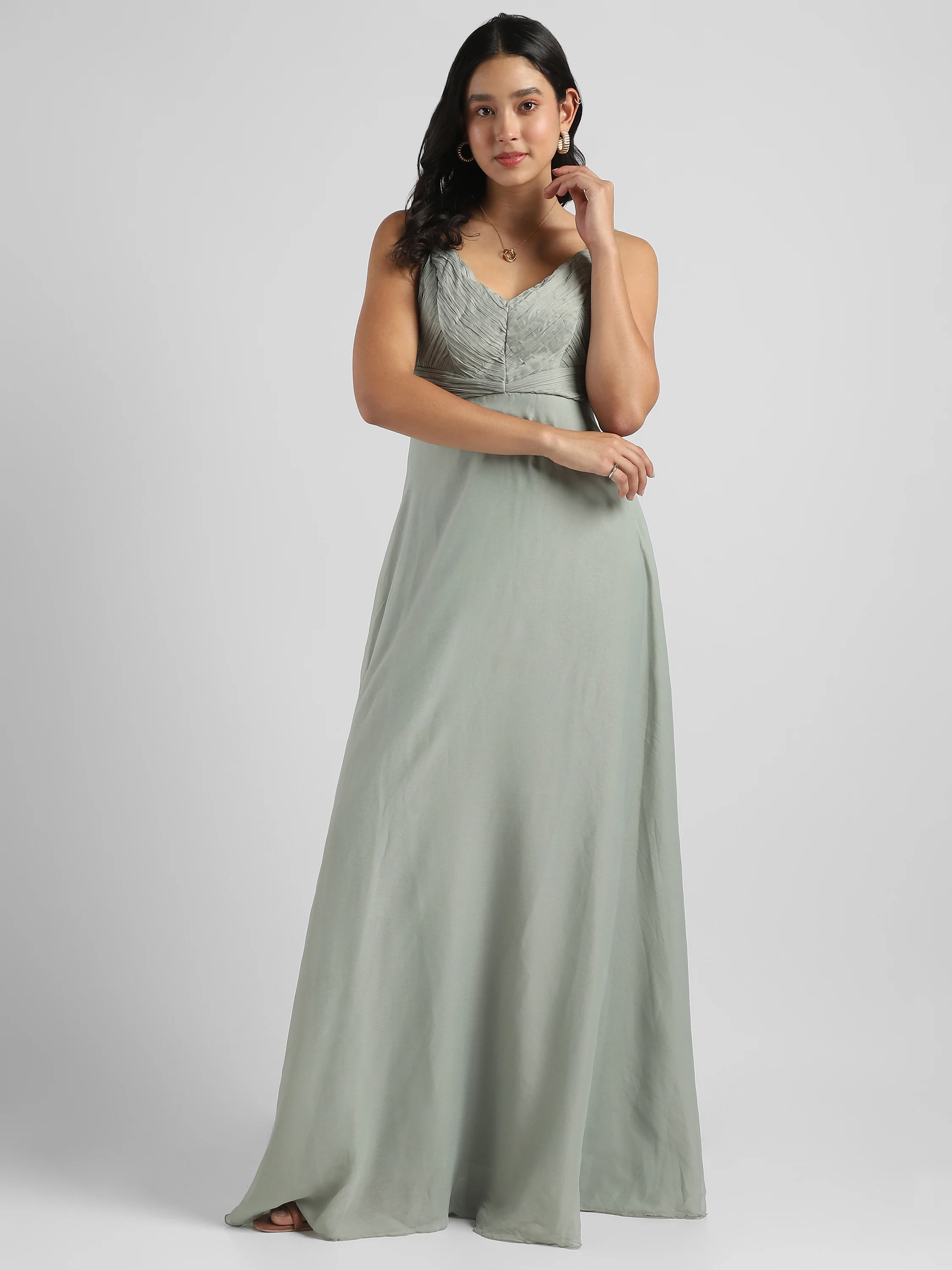 Women Green Maxi Dress - Image 2