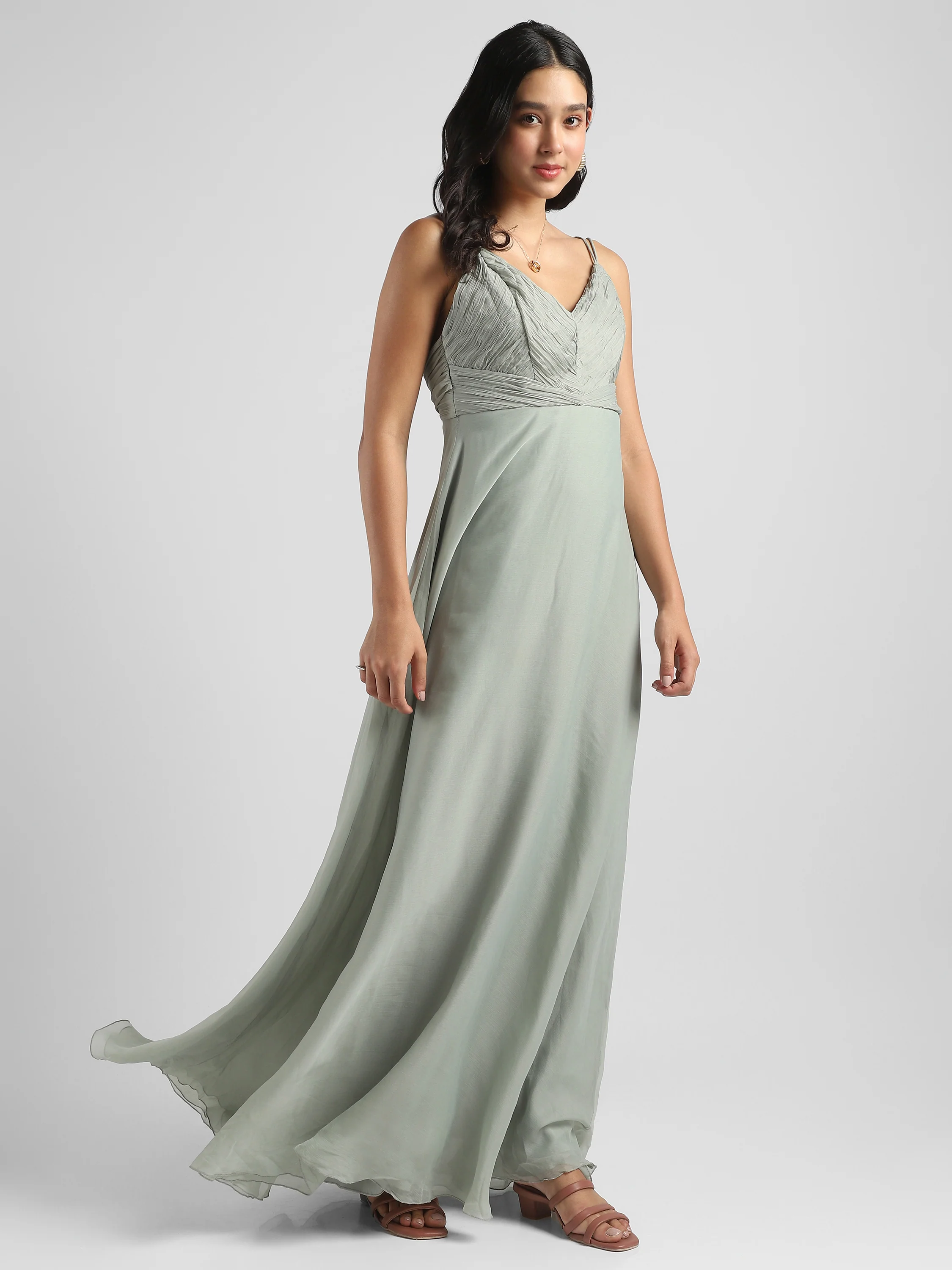 Women Green Maxi Dress - Image 3