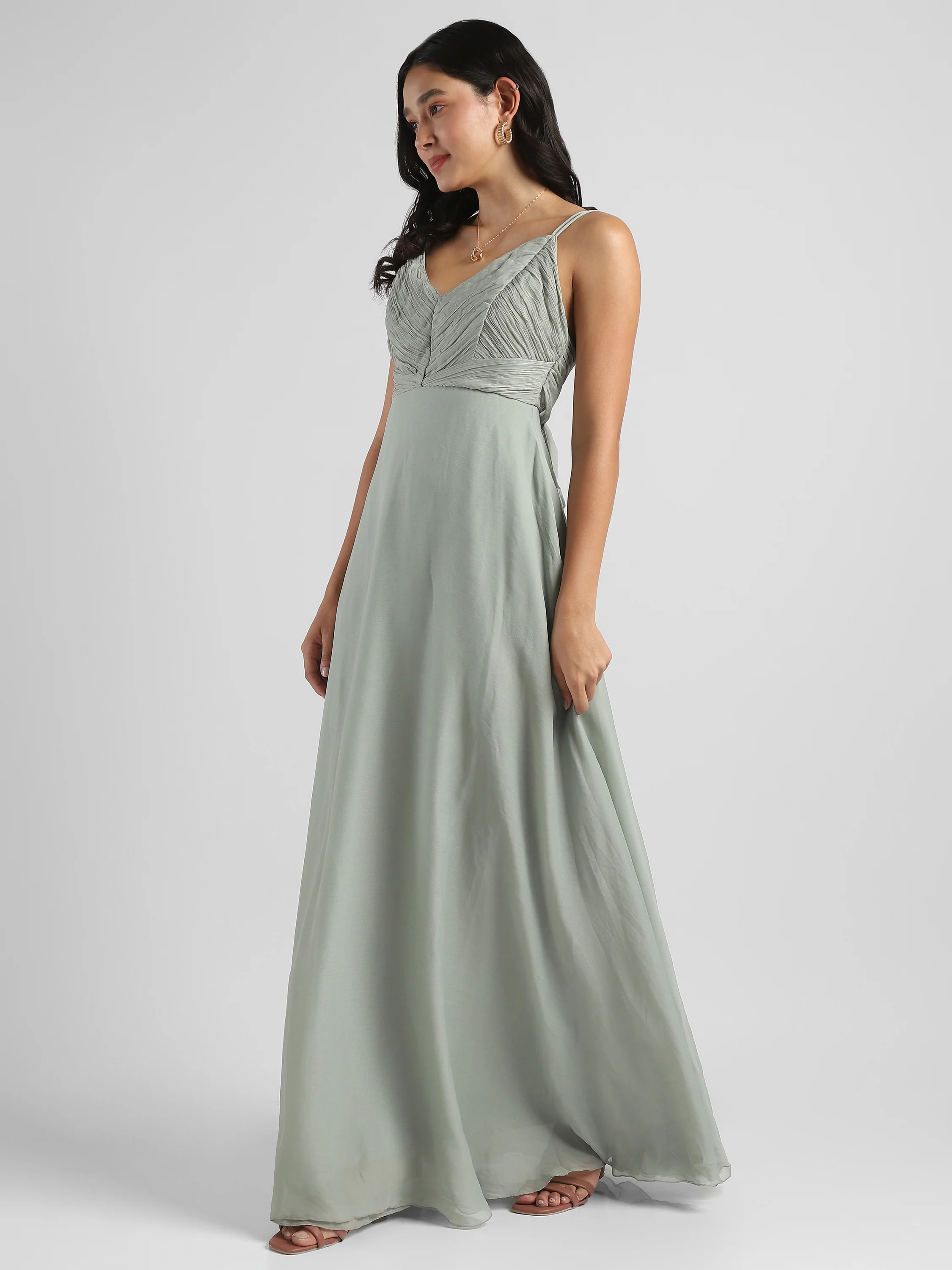 Women Green Maxi Dress - Image 7