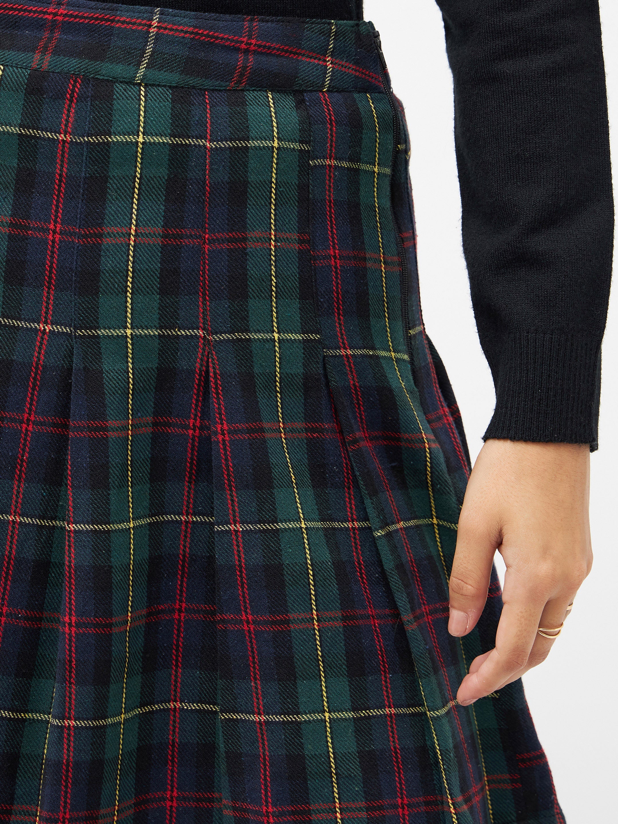 Women Green Plaid Check Mini Skirt - Image 4