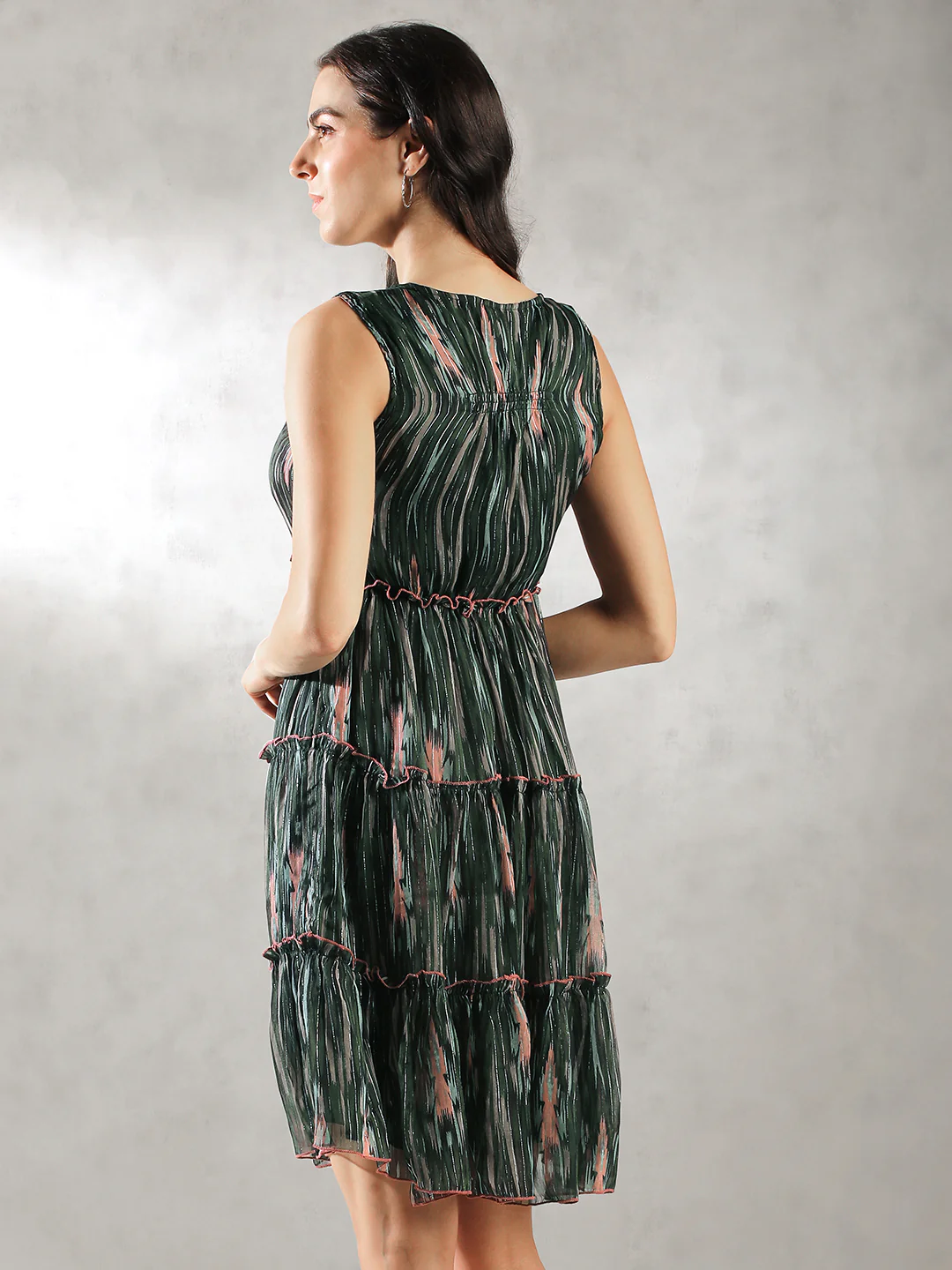 Women Printed Green Dress - Image 3