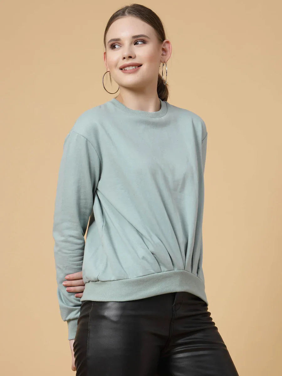 Women Green Printed Sweatshirt - Image 4