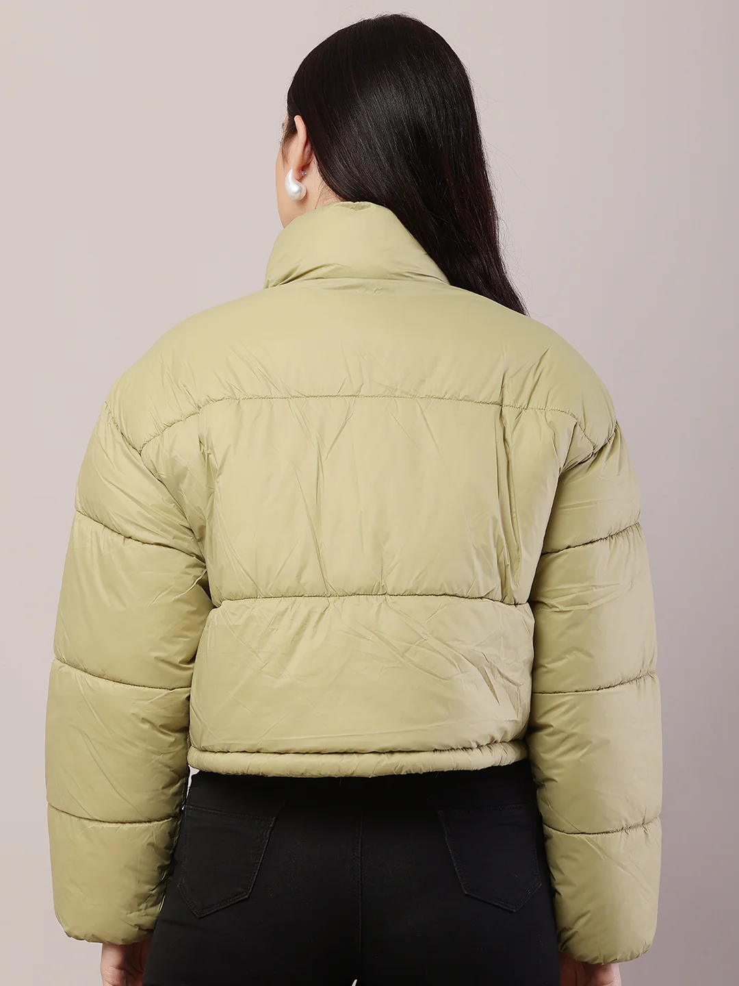 Women Green Puffer Jacket - Image 4