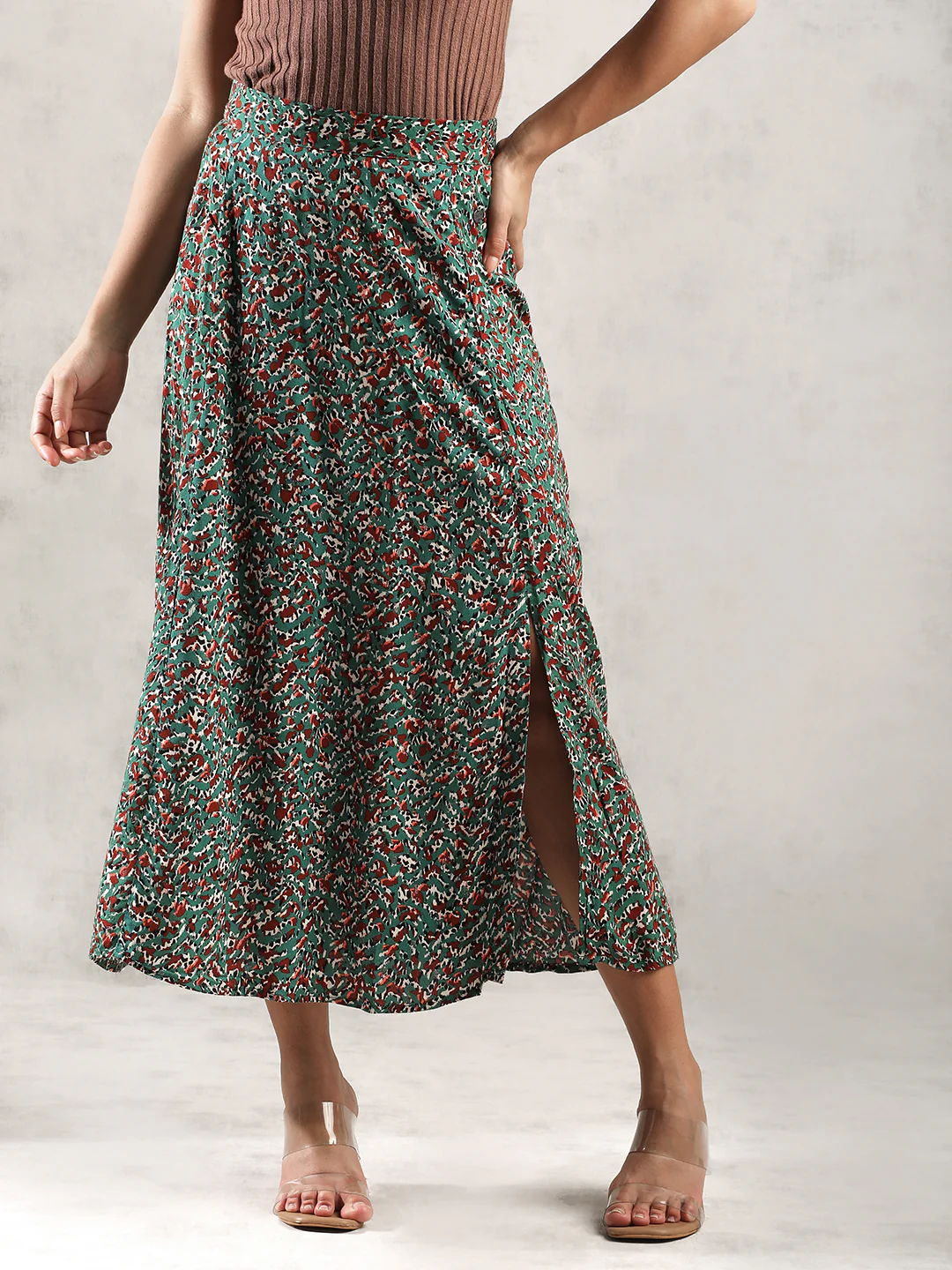 Women Green Regular Fit Skirt - Image 4