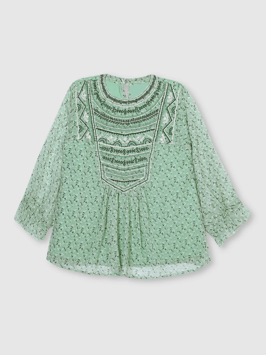 Women Mint Green Embroidered Top - Image 7
