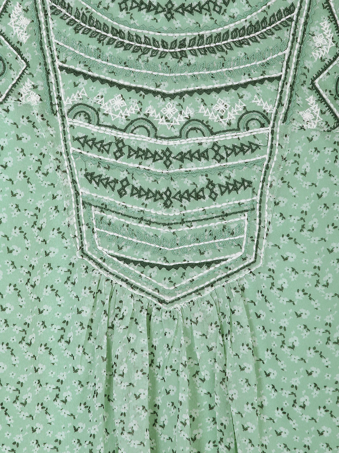 Women Mint Green Embroidered Top - Image 8