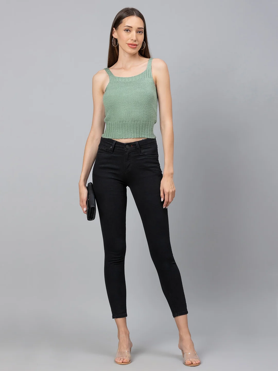 Women Cropped Knit Top - Image 2