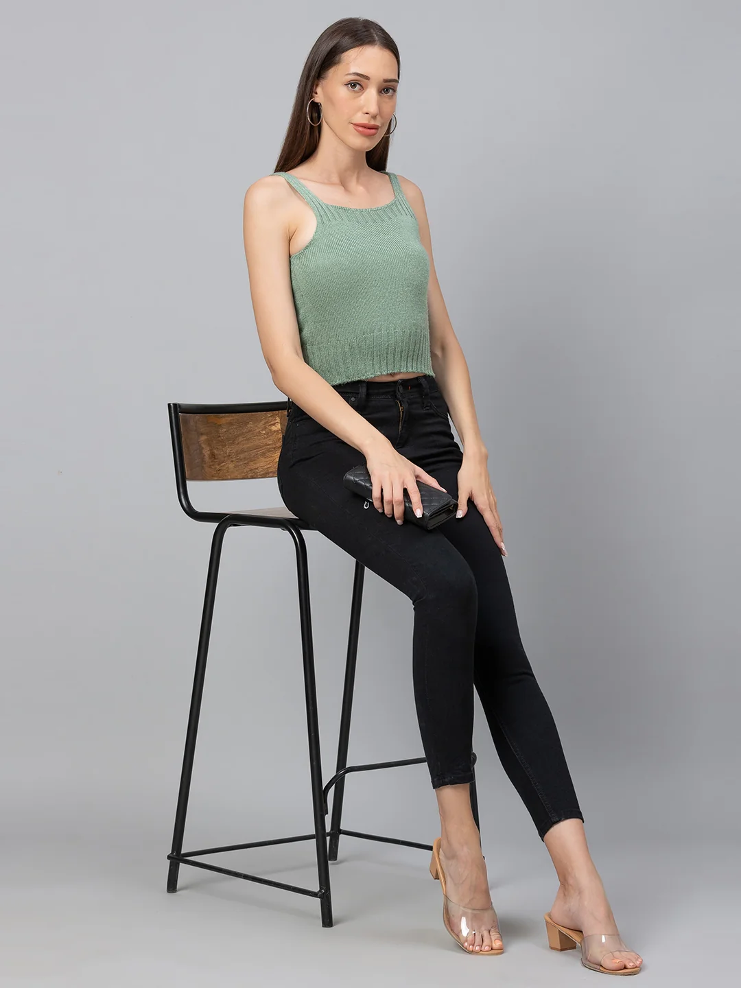 Women Cropped Knit Top - Image 6