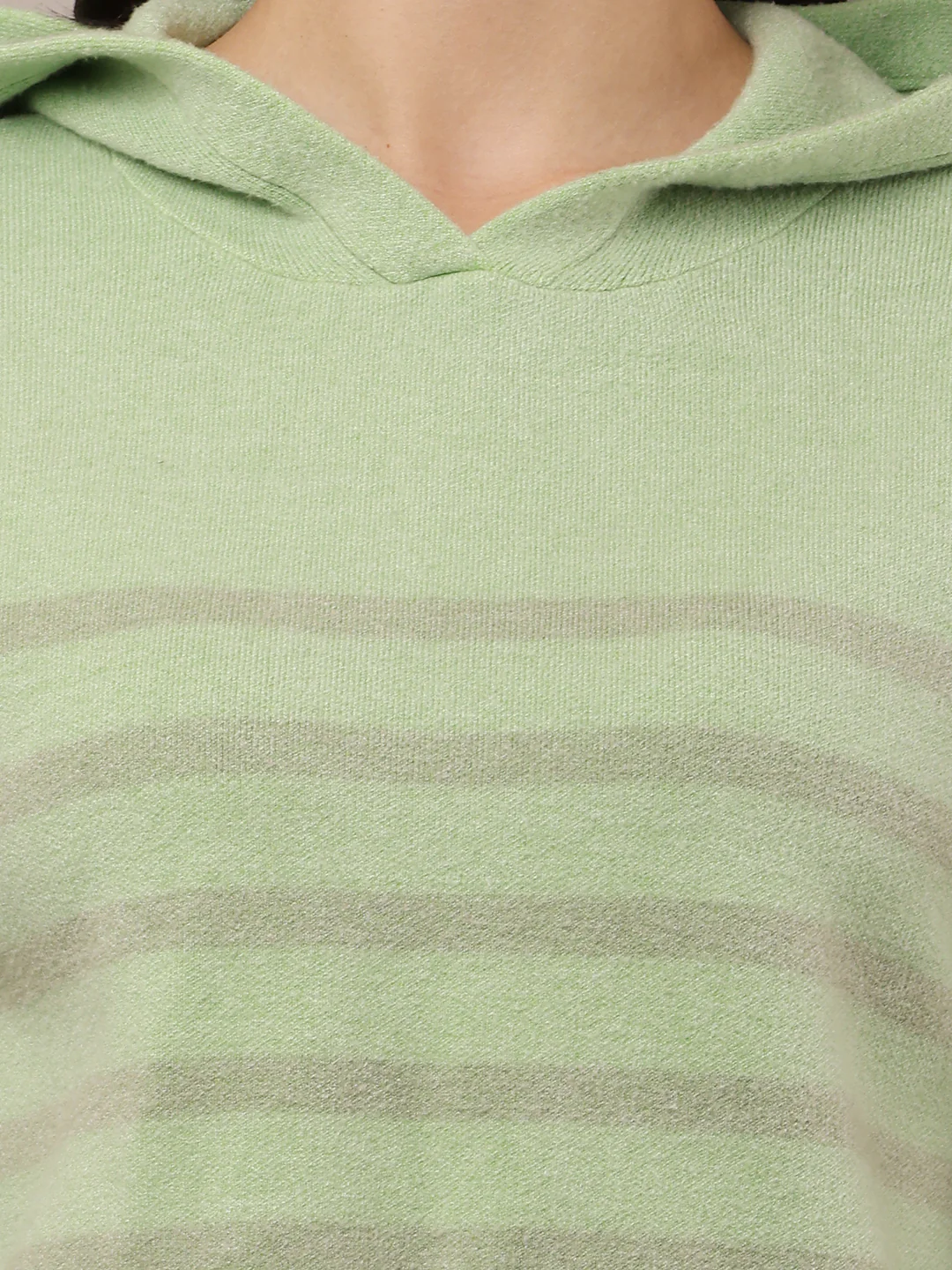 Women Green Striped Sweatshirt - Image 5