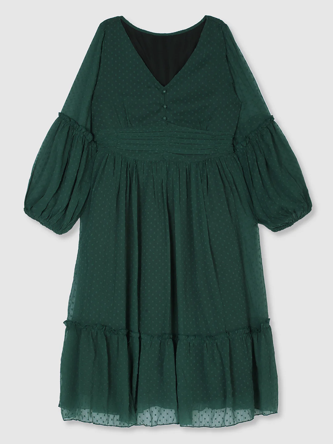 Women Green Self Design Textured Dress - Image 7