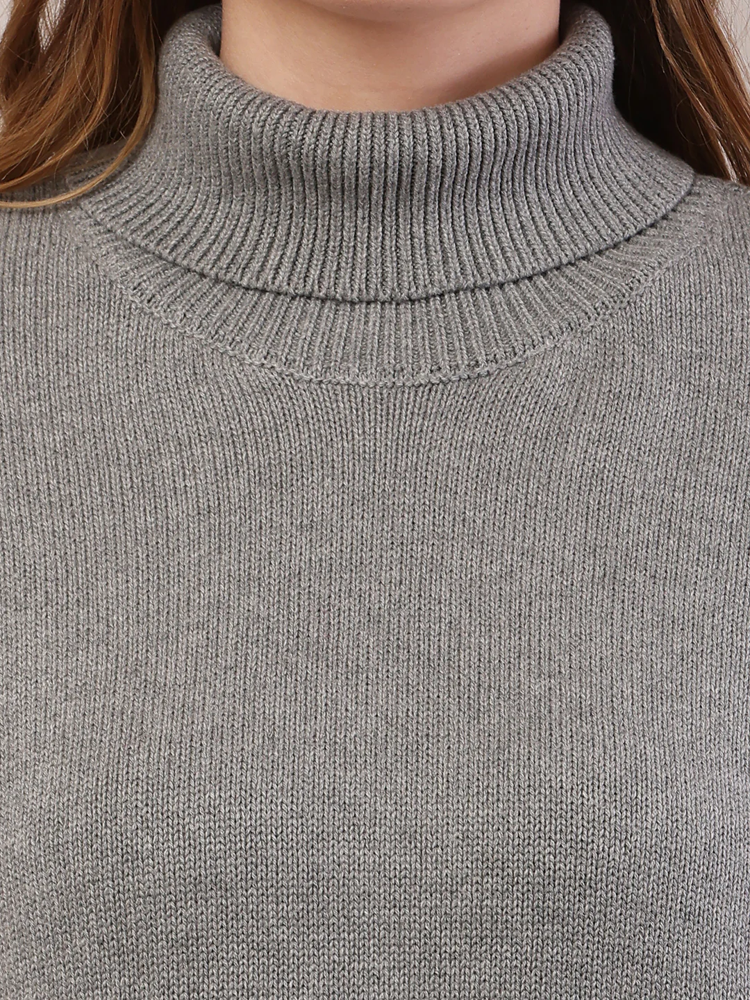 Women grey acrylic full sleeve high-neck sweater - Image 5