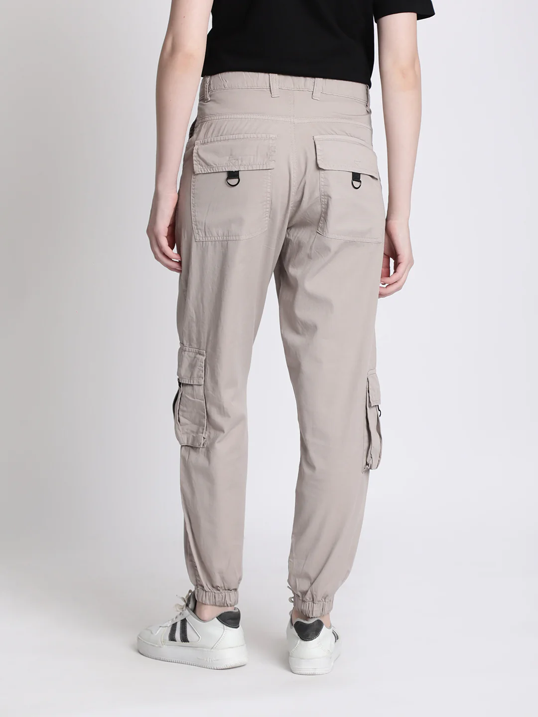 Women Grey Cargo Joggers with Flap Pockets - Image 4