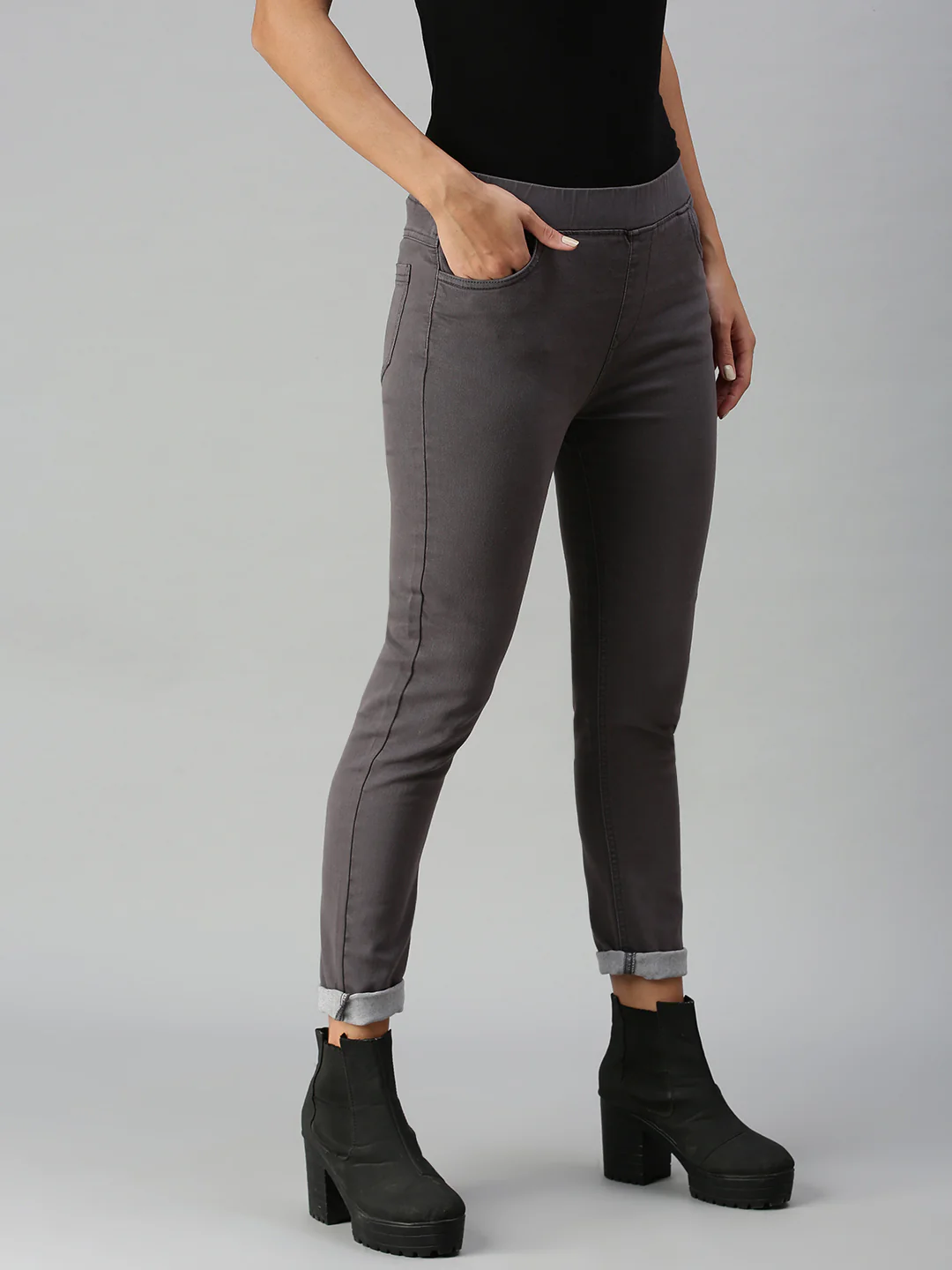 Women Grey Casual Legging - Image 4