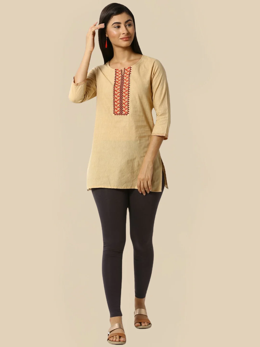 Women Grey Casual Leggings - Image 4