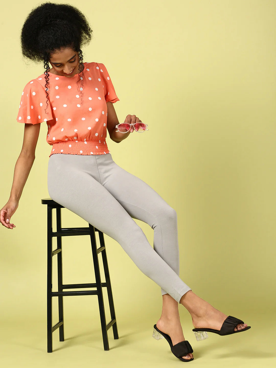 Women Grey Casual Leggings - Image 4