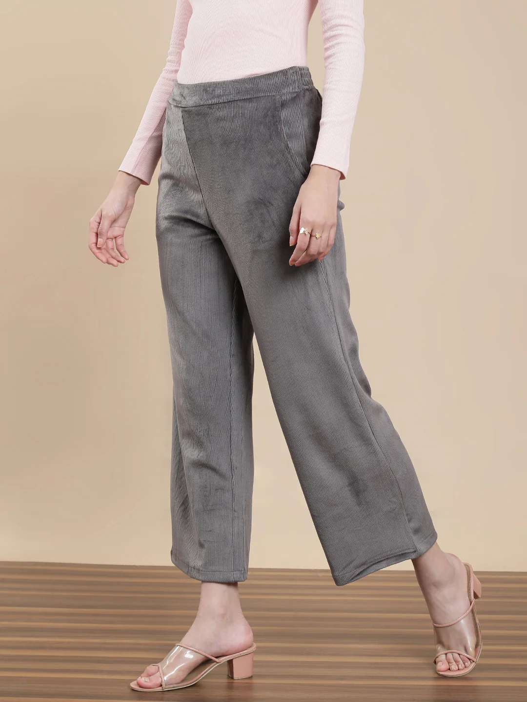 Women Grey Casual Palazzo - Image 4