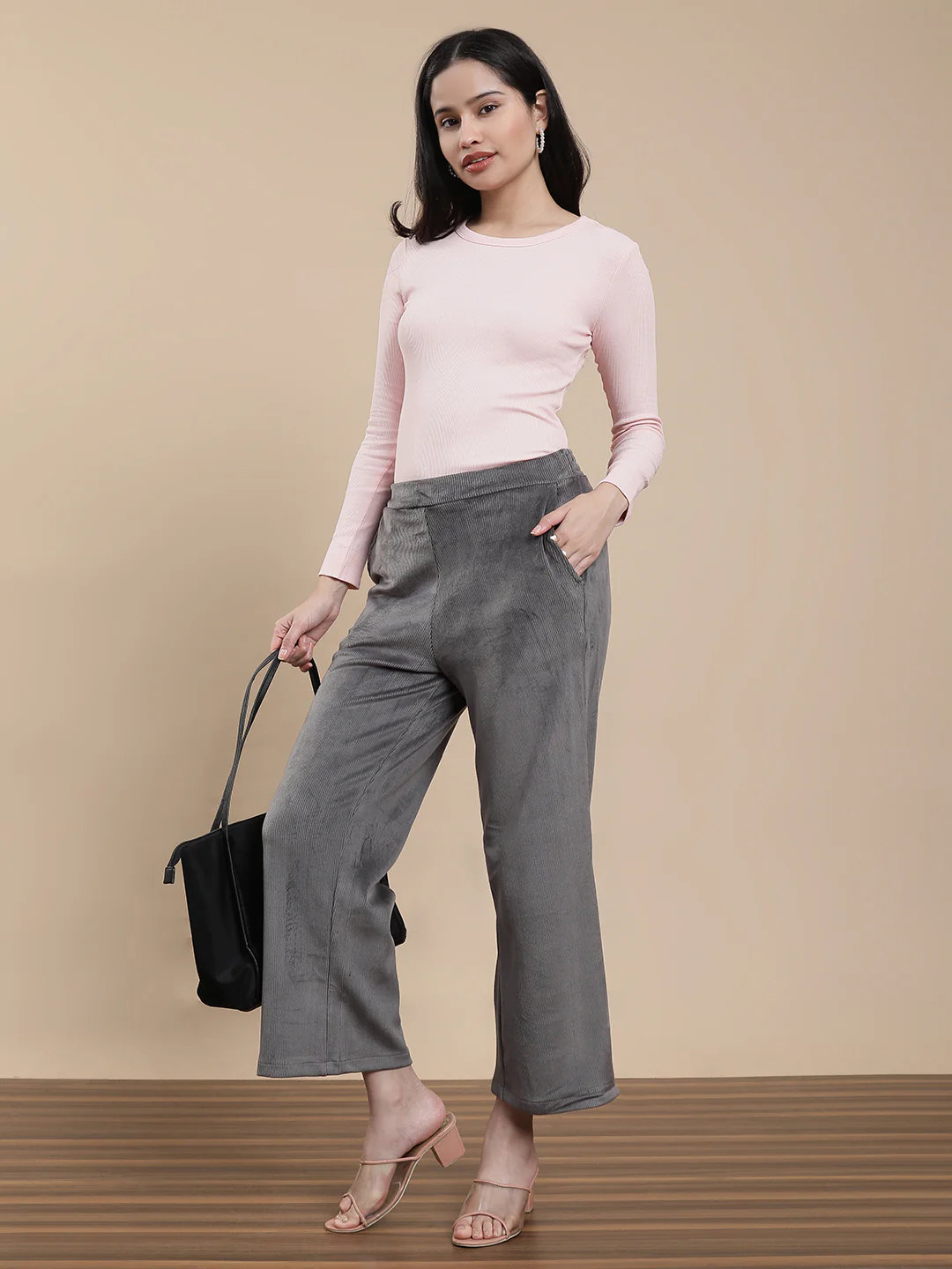 Women Grey Casual Palazzo - Image 5