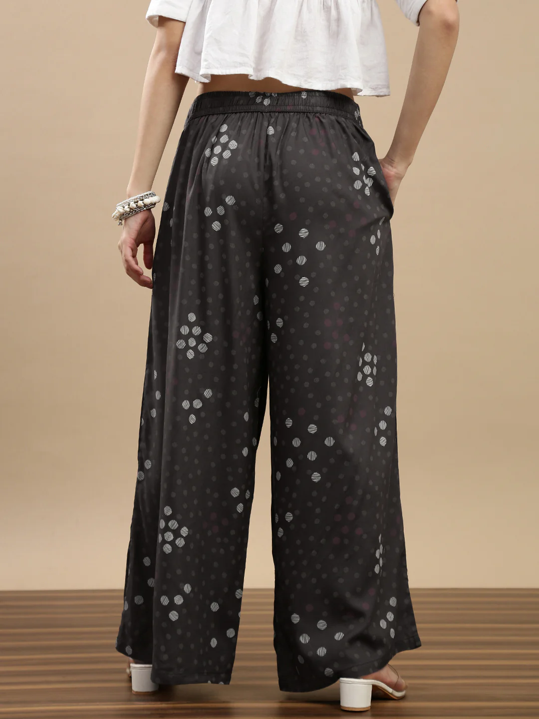 Women Grey Casual Palazzo - Image 2