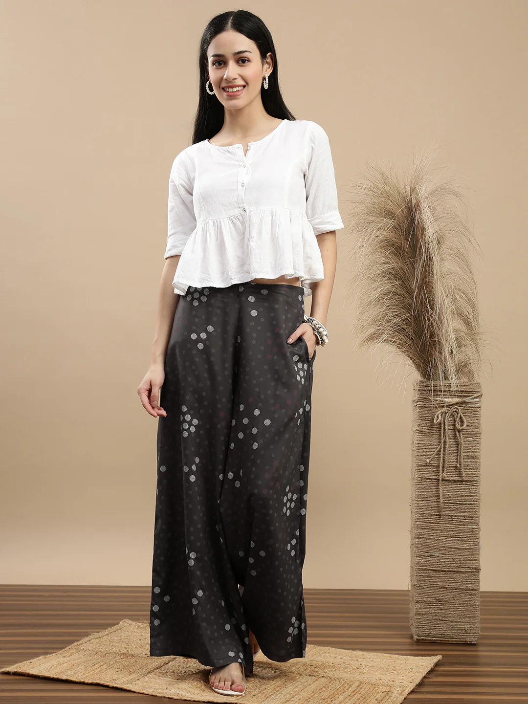 Women Grey Casual Palazzo - Image 5