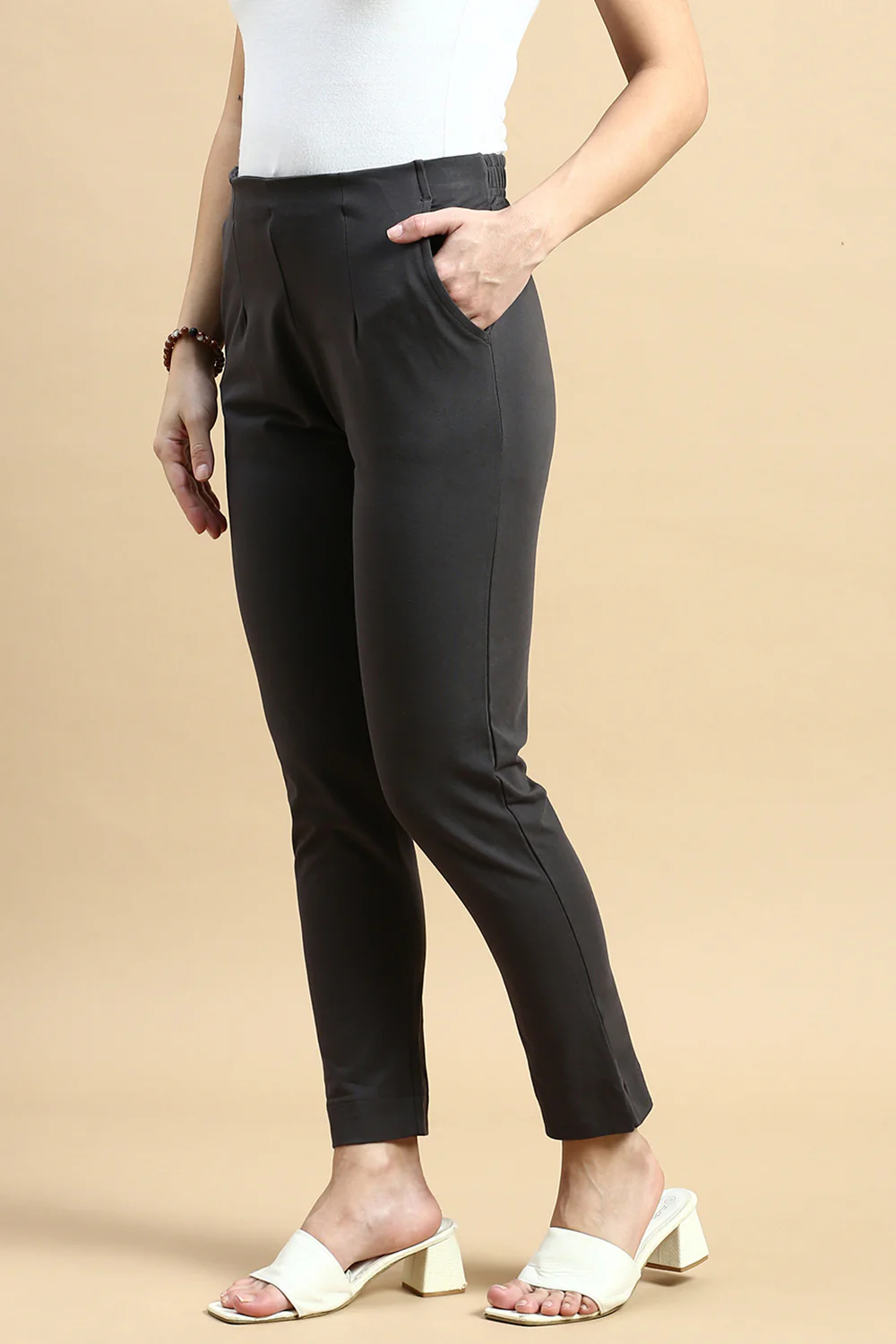 Women Grey Casual Pants - Image 3