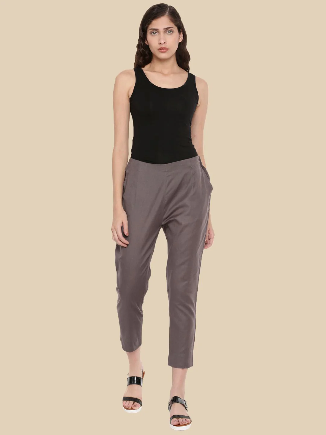 Women Grey Casual Pants - Image 4