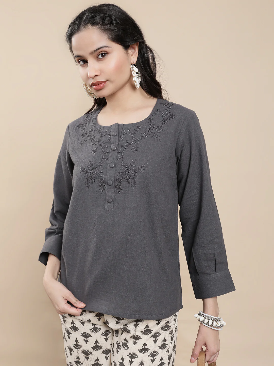 Women Grey Casual Top - Image 3