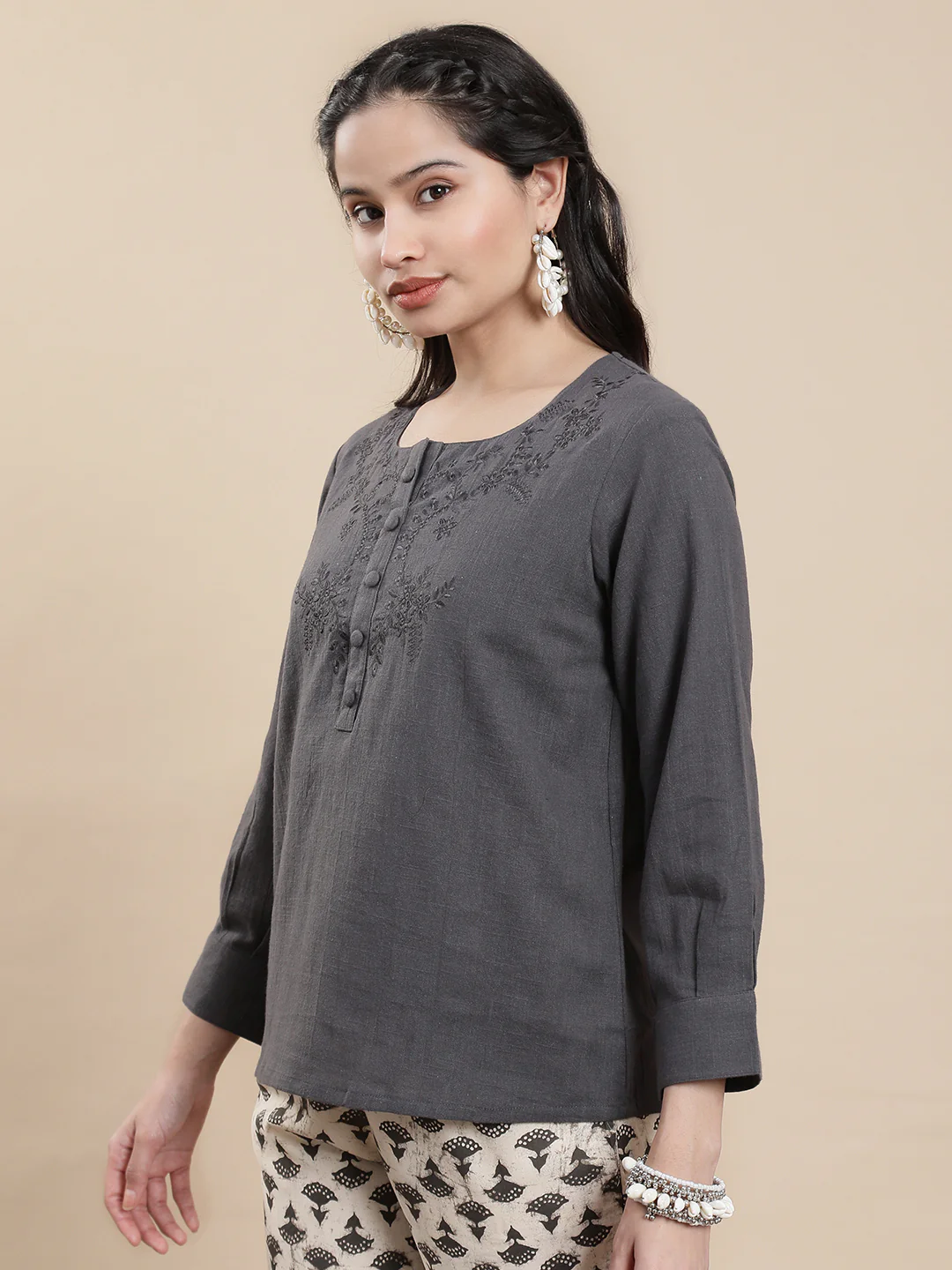 Women Grey Casual Top - Image 4