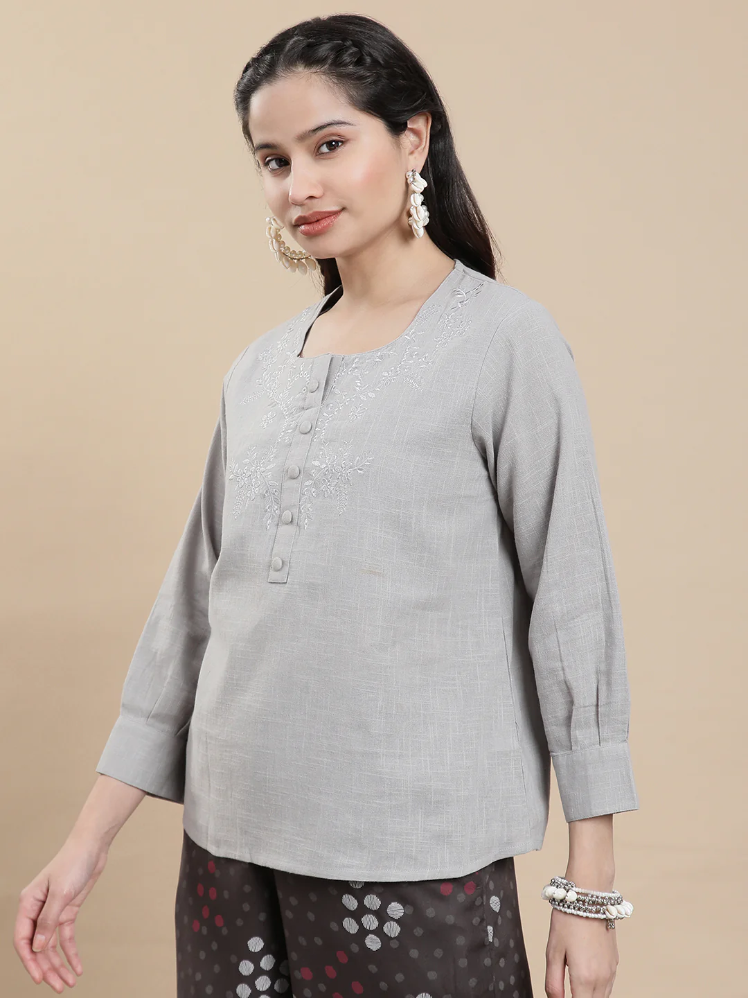 Women Grey Casual Top - Image 4