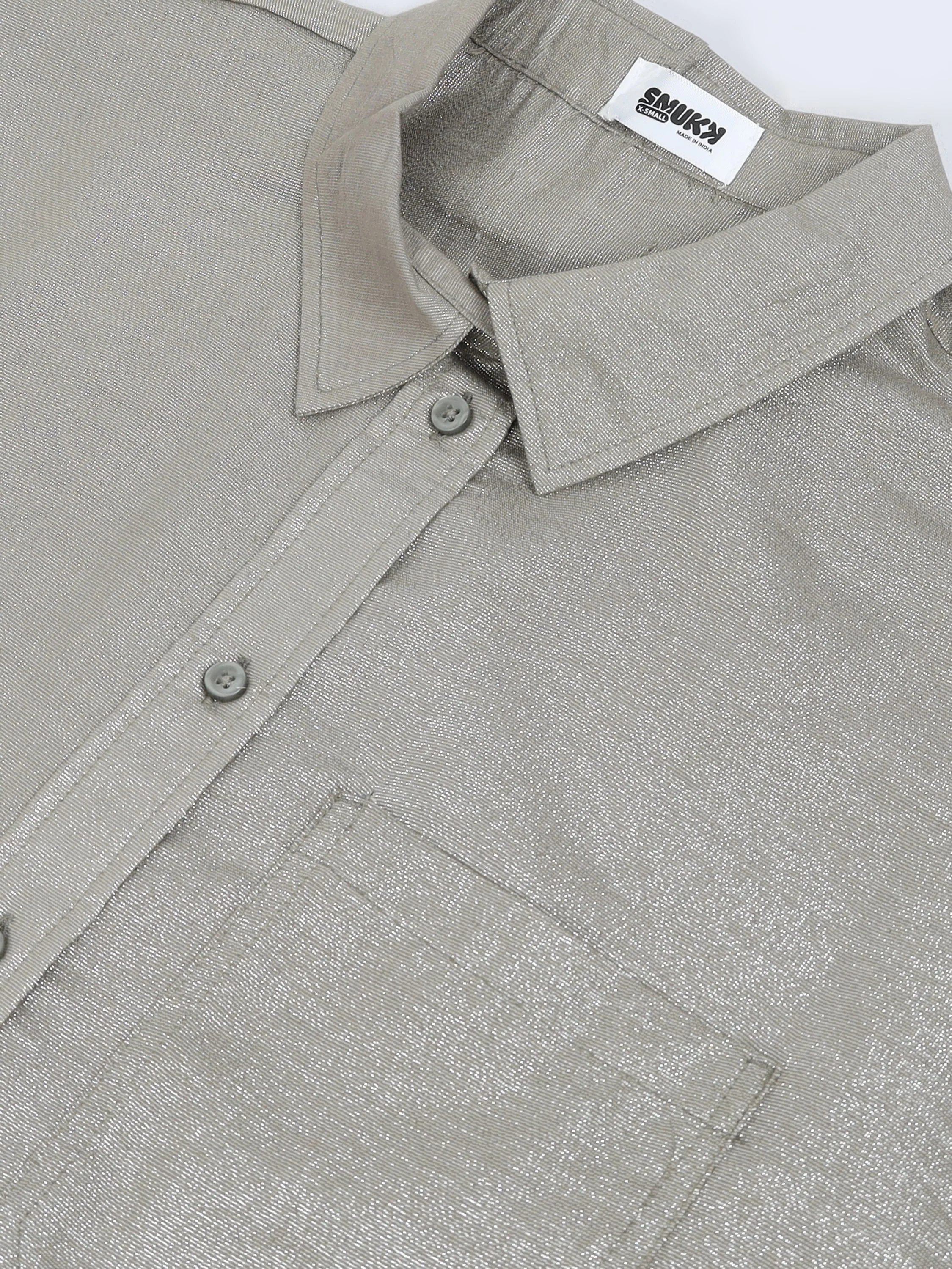 Women Grey Oversized Style Shirt - Image 5