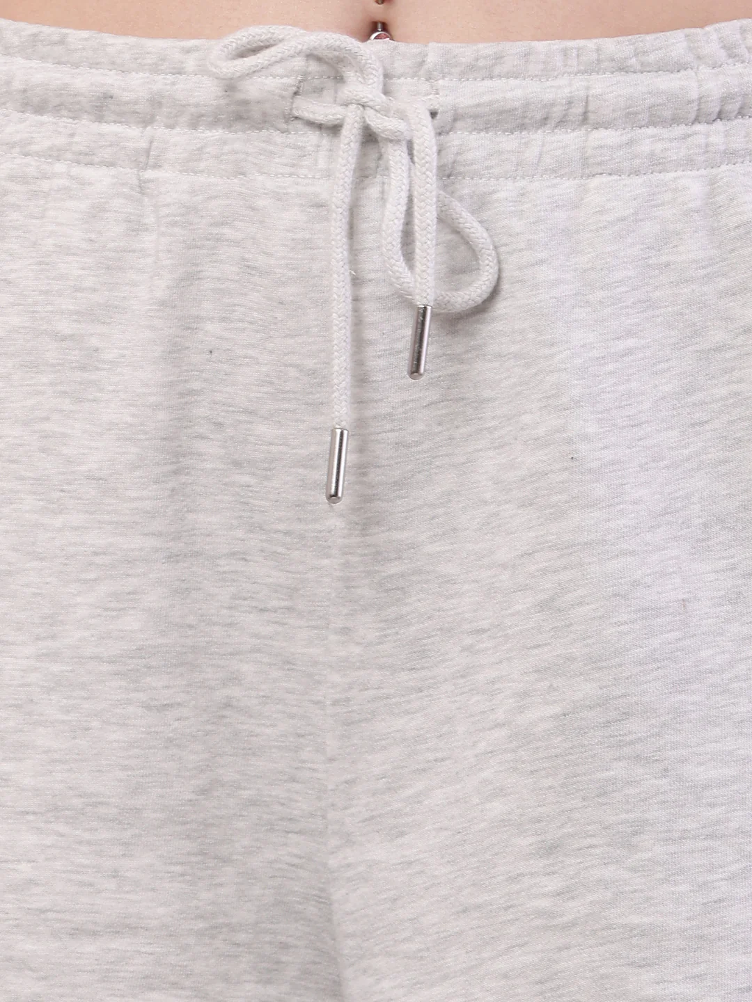 Women grey cotton drawstring waist shorts - Image 4
