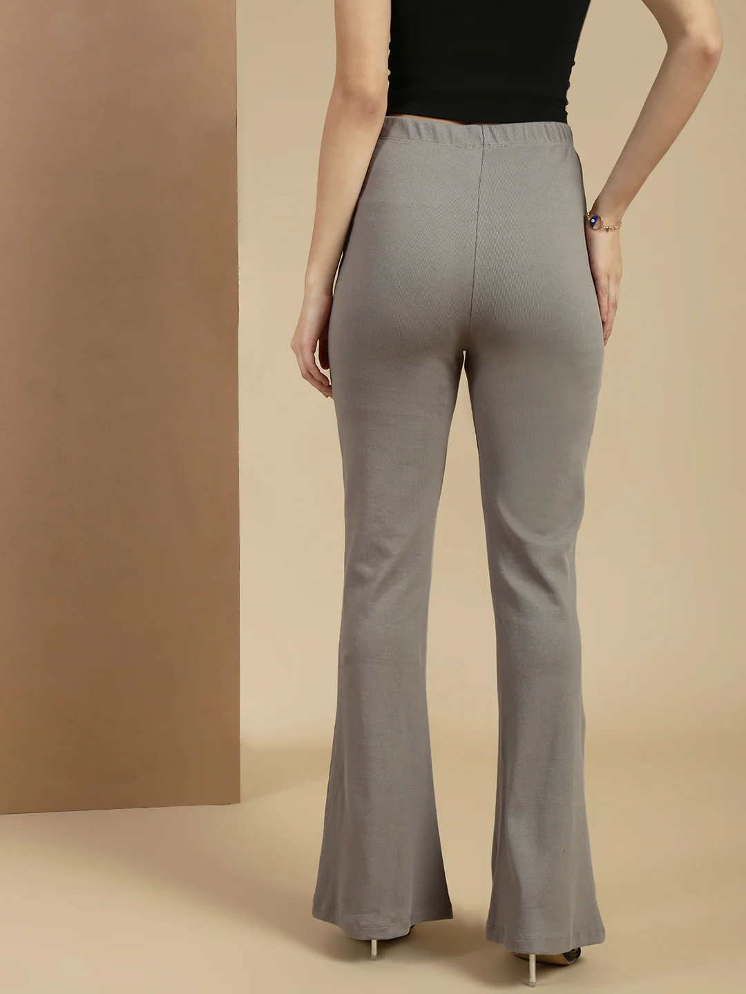 Women Grey Cotton Lycra Pant - Image 3