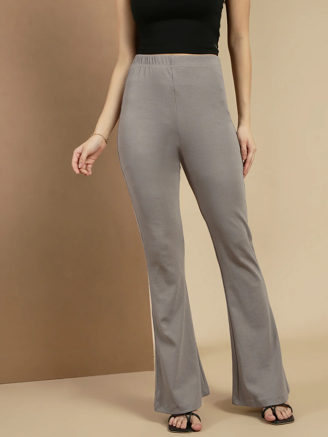 Women Grey Cotton Lycra Pant - Image 5
