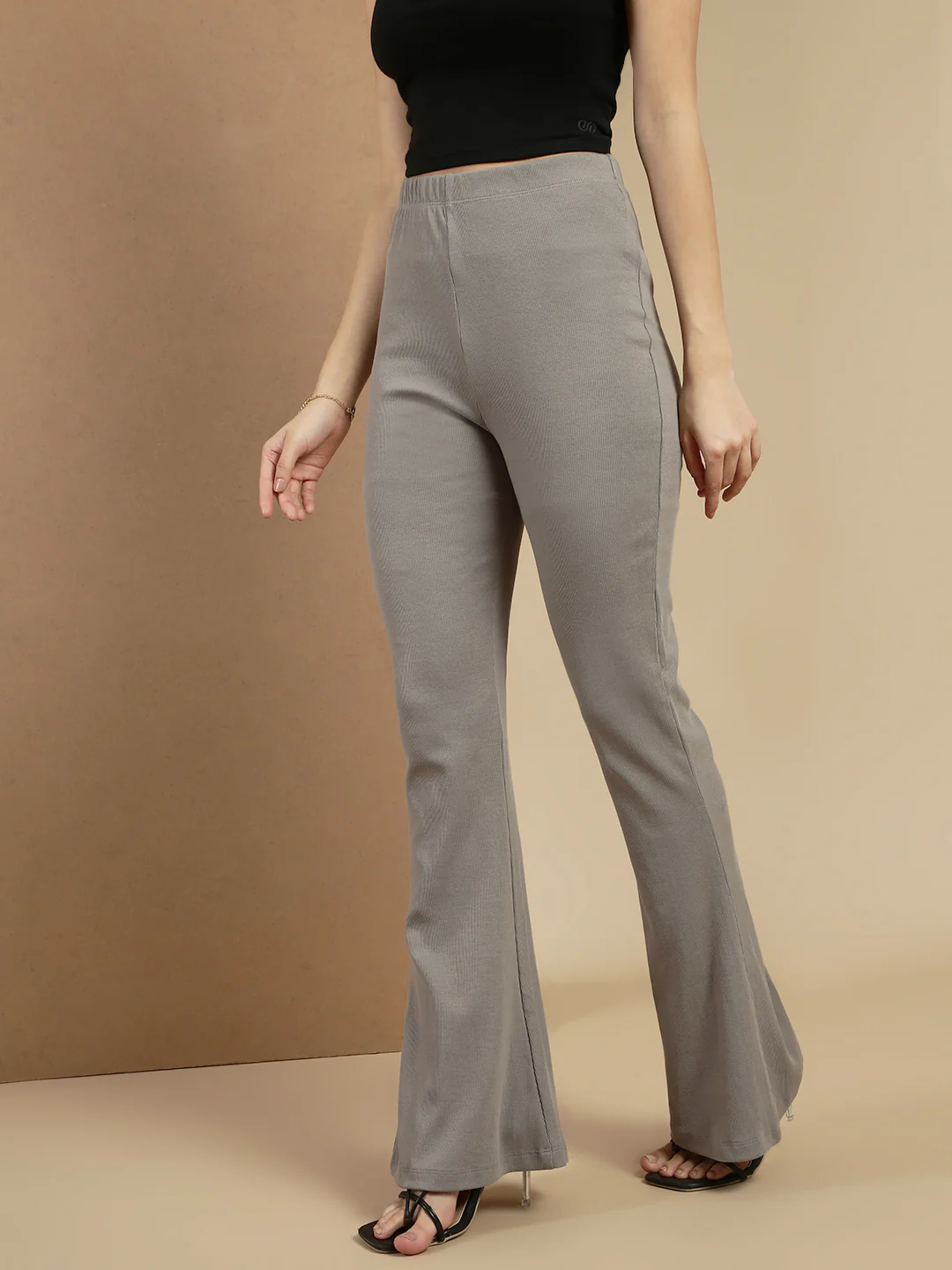 Women Grey Cotton Lycra Pant - Image 6