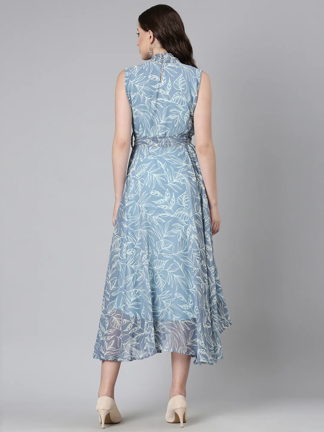 Women Grey Floral Chiffon Maxi Dress - Image 2