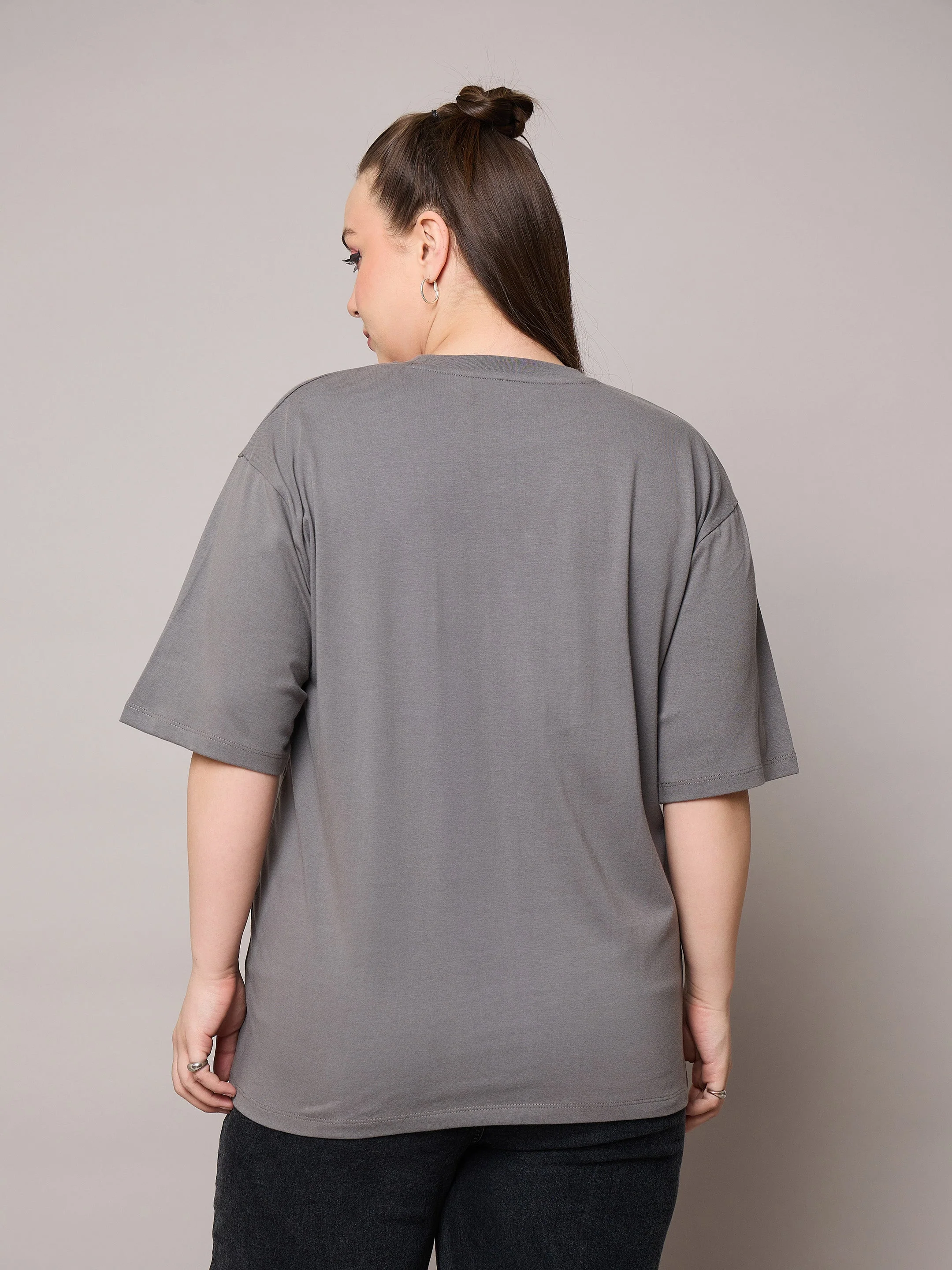 Women Grey Graphic LOS ANGELES 23 Print T-Shirt - Image 5