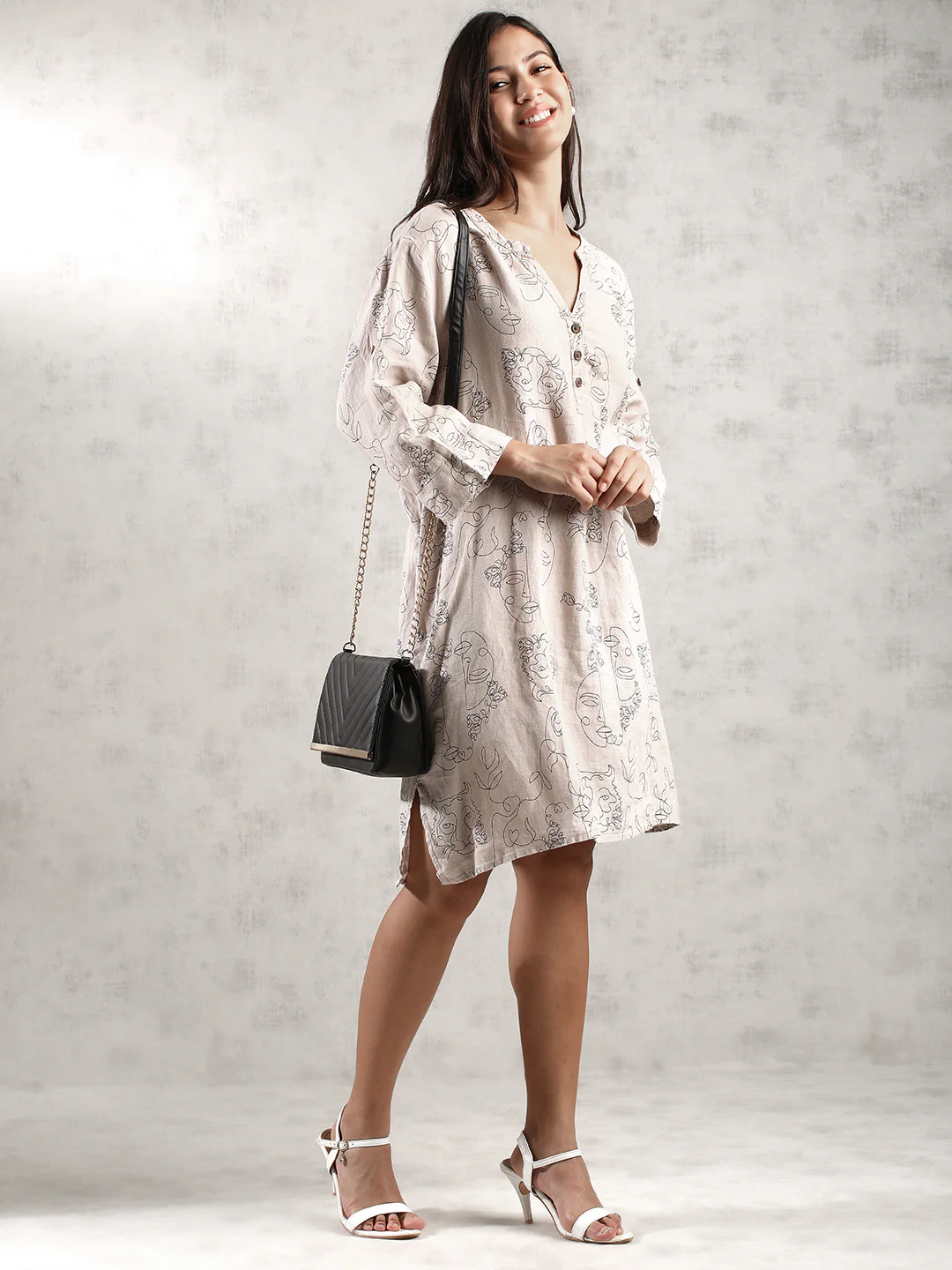 Women Grey Oversize Fit Dress - Image 5