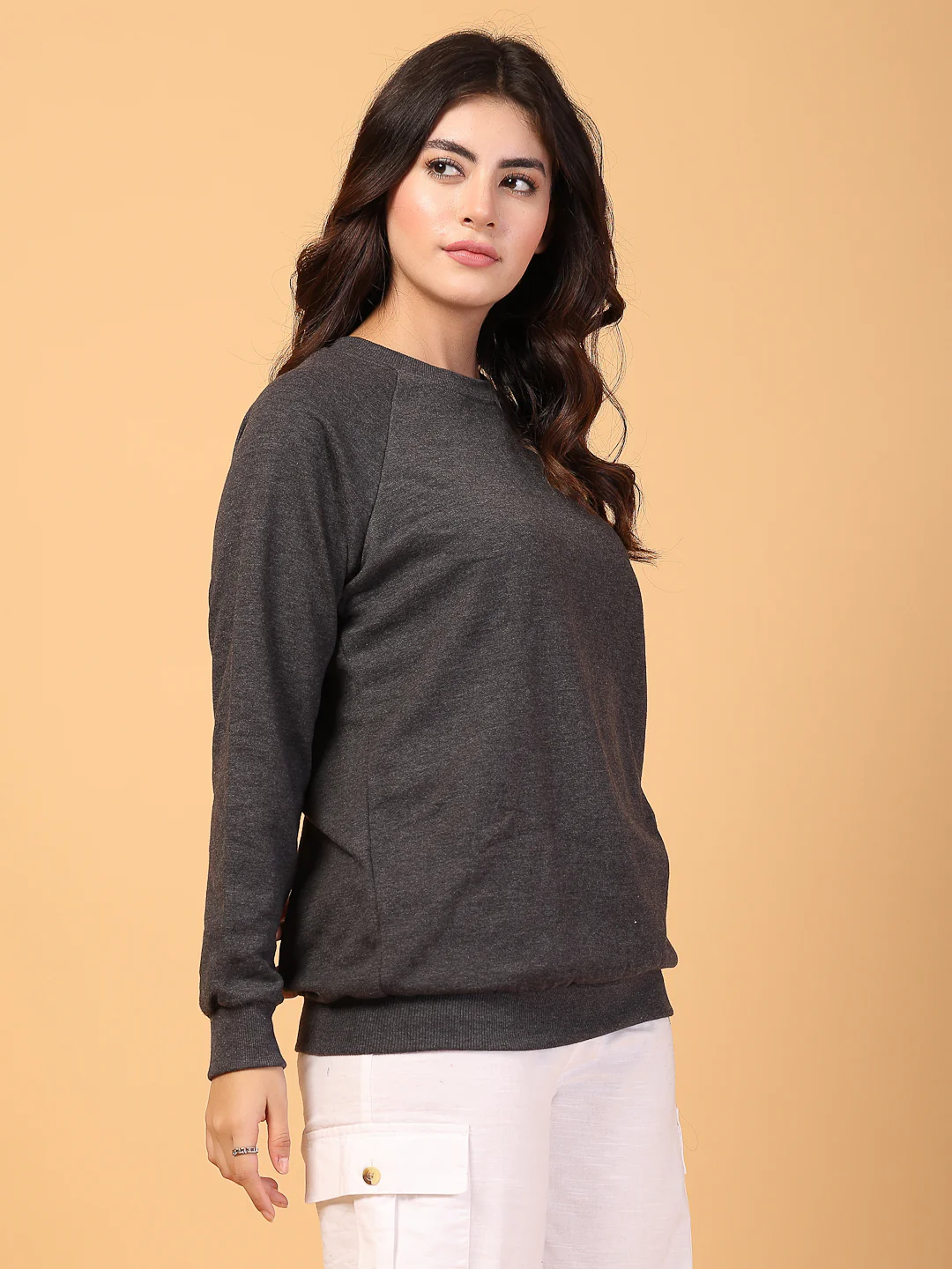 Women Grey Oversized Fleece Sweatshirt - Image 5