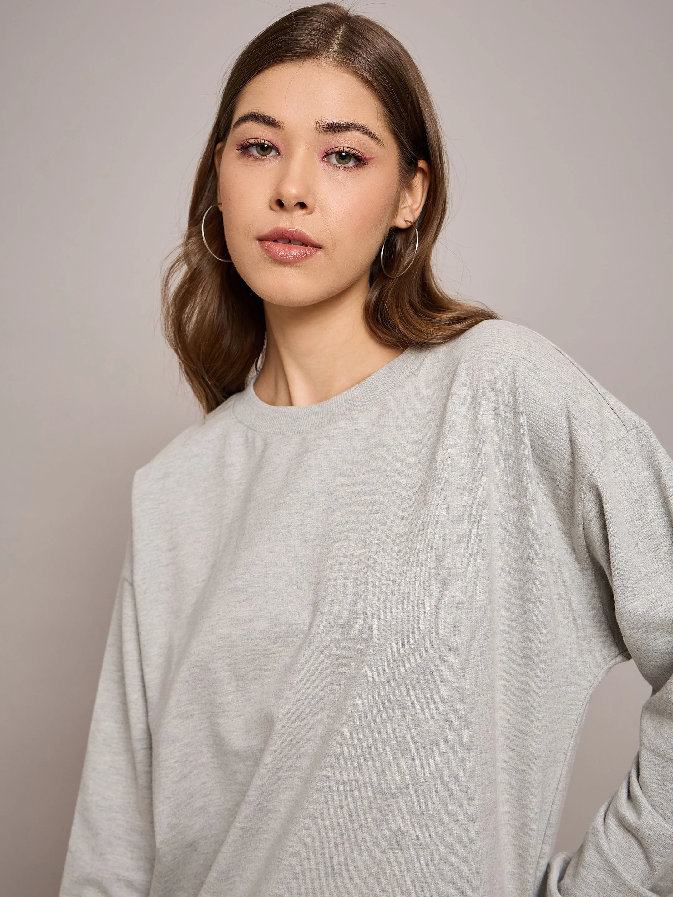 Women Grey Oversized Midi Sweat Dress - Image 4